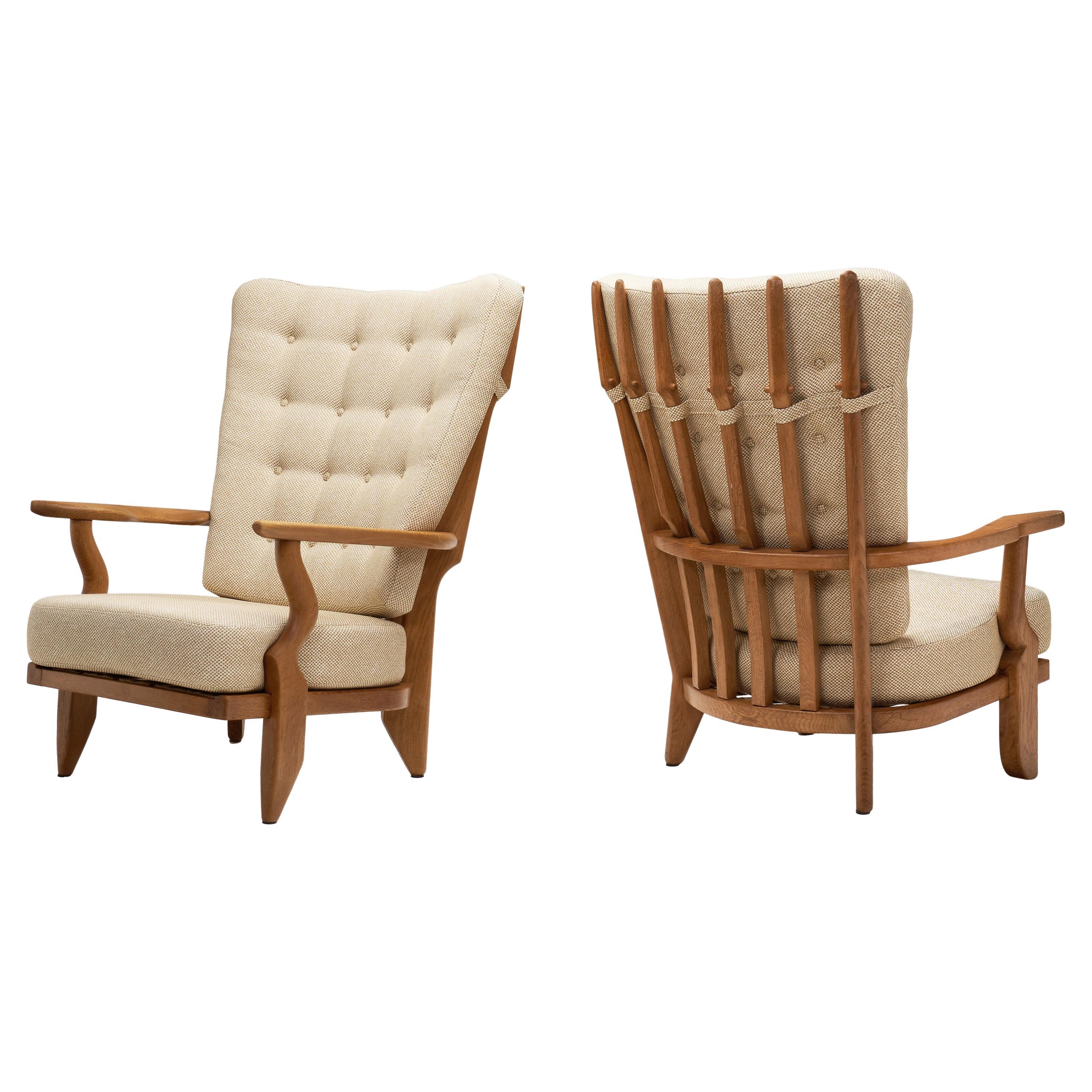 Set of “Grand Repos” Lounge Chairs by Guillerme et Chambron, France 1950s For Sale