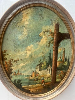 Conjunto de escenas de capriccio veneciano de gran viaje a la manera de Guardi