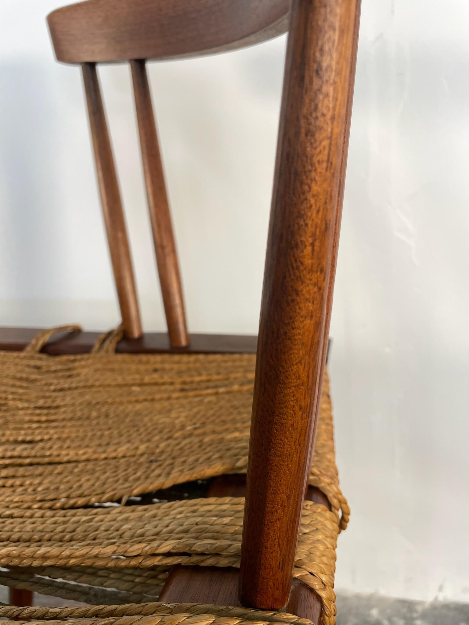 Mid-Century Modern Set of Grass Seated Chairs and Stool by George Nakashima, Circa 1960s