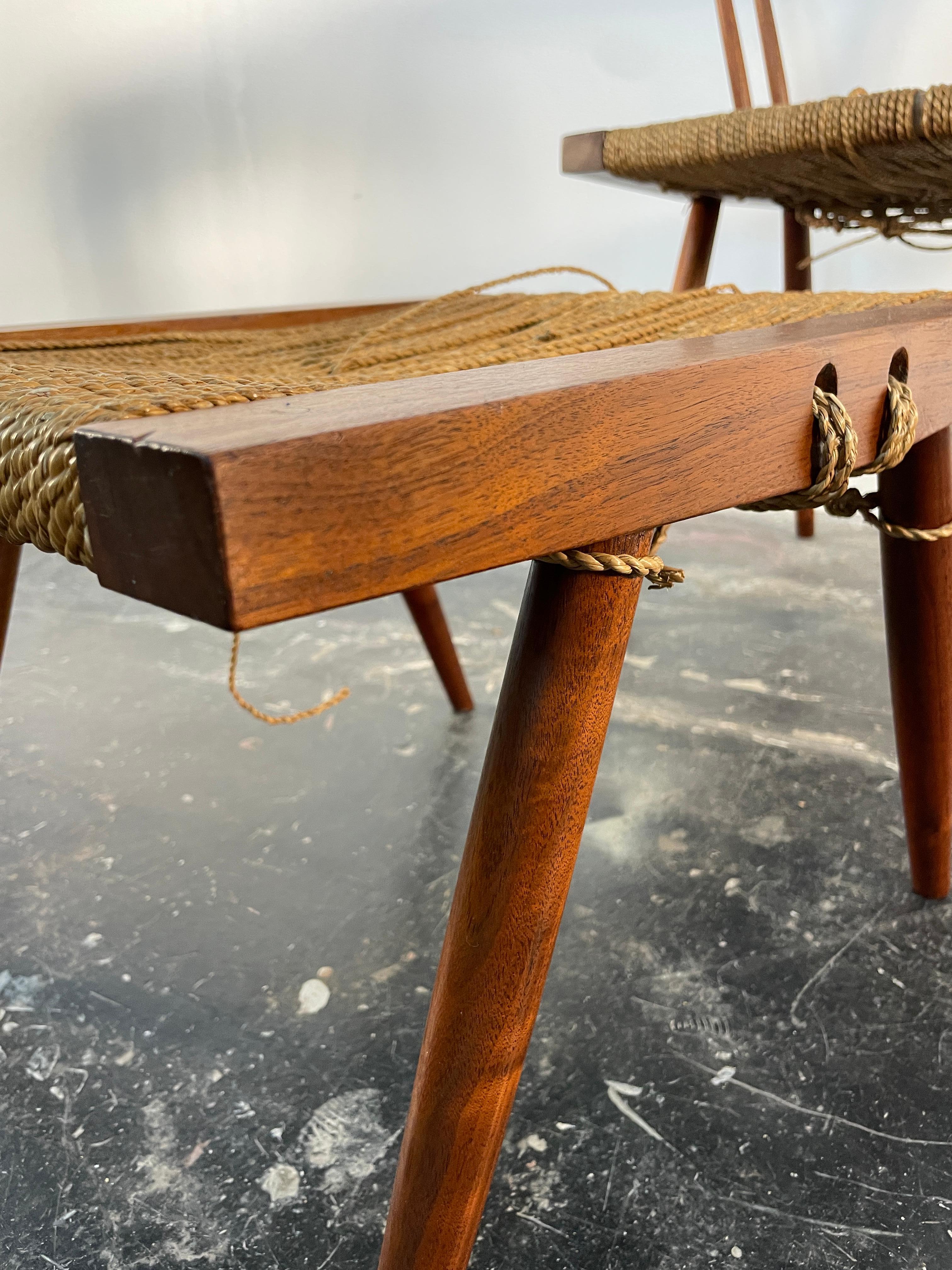 Mid-20th Century Set of Grass Seated Chairs and Stool by George Nakashima, Circa 1960s