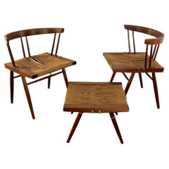 Set of Grass Seated Chairs and Stool by George Nakashima, Circa 1960s