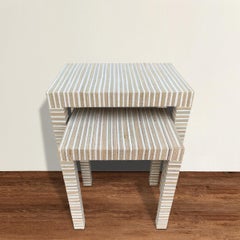 Set of Grasscloth Covered Nesting Tables