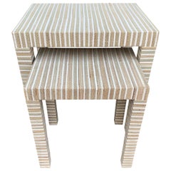 Set of Grasscloth Covered Nesting Tables