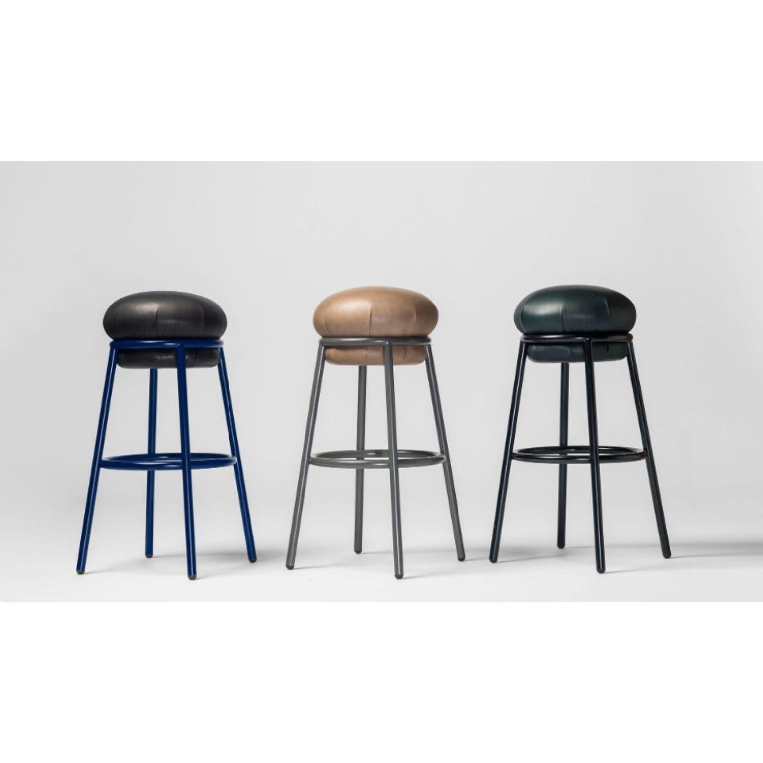 Set grasso stool by Stephen Burks
Dimensions: Diameter 39 x height 80 cm 
Materials: Tubular steel frame (25mm) stool upholstered in different materials provided by BD.
Available upholstered in different fabrics and in size Small and different