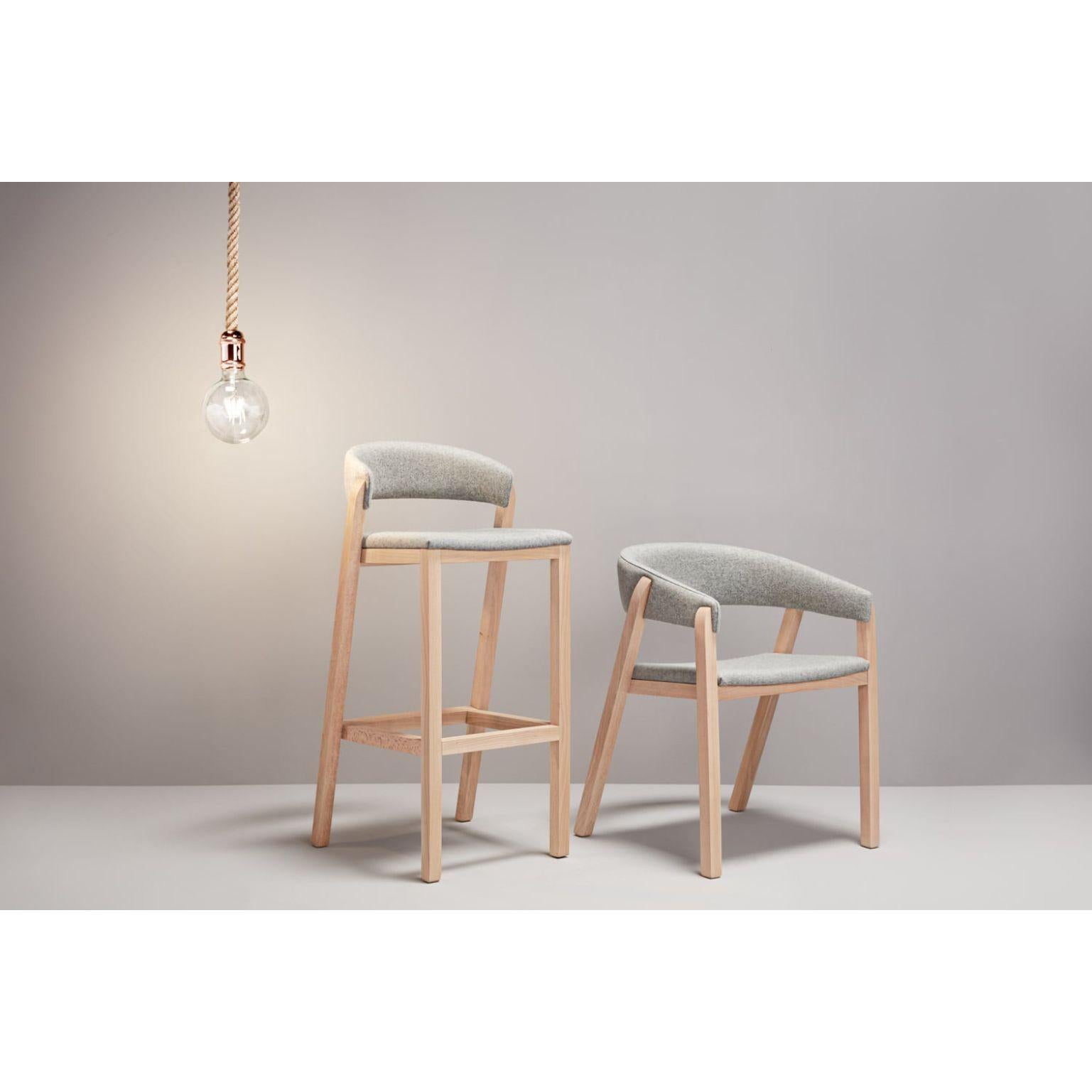 A set of gray Oslo stool & chair by Pepe Albargues
Dimensions: Stool W48, D50, H101, Seat78, Chair W59, D50, H75, Seat 46
Materials: Beech wood structure
Foam CMHR (high resilience and flame retardant) for all our cushion filling systems

Also