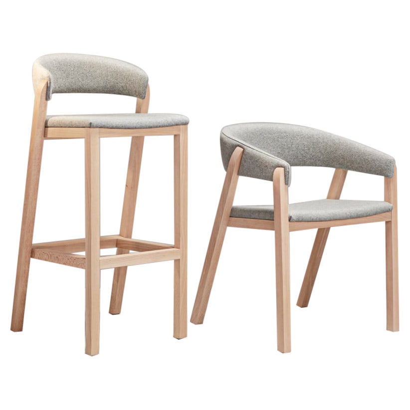 Set of Gray Oslo Stool and Chair by Pepe Albargues For Sale