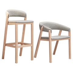 Set aus grauem Oslo-Hocker und Stuhl von Pepe Albargues