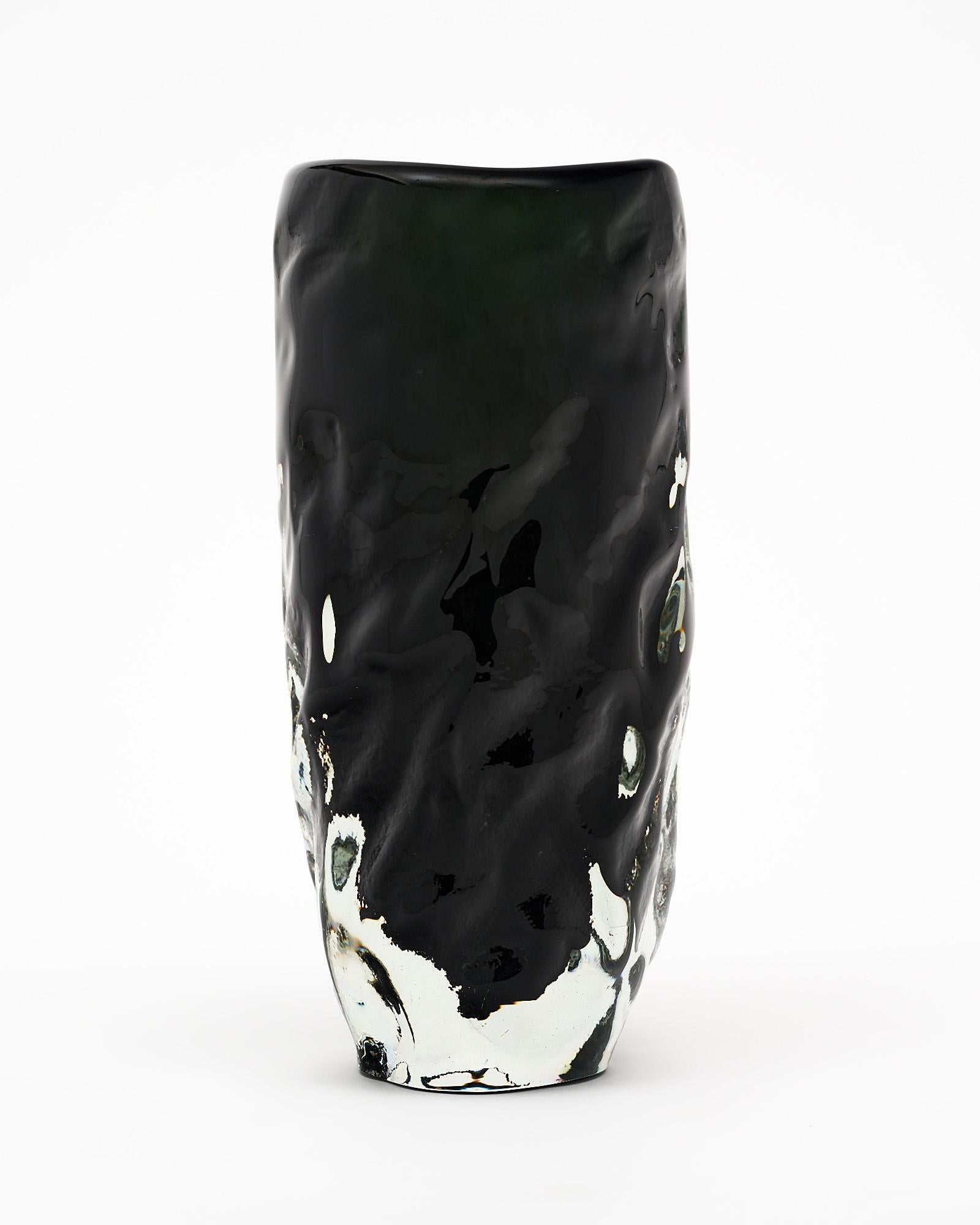 Murano Glass Set of Green “Burri” Vases For Sale