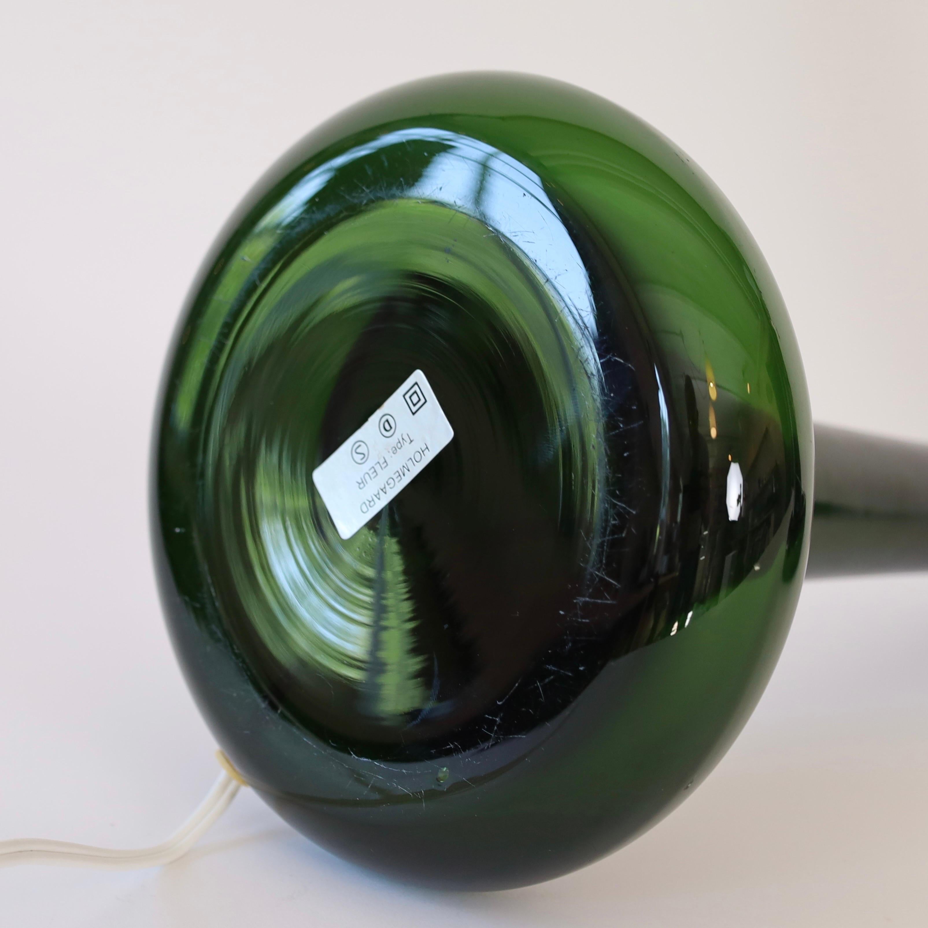 Ensemble de lampes de bureau en verre vert par Michael Bang pour Holmegaard, années 1970, Danemark en vente 5