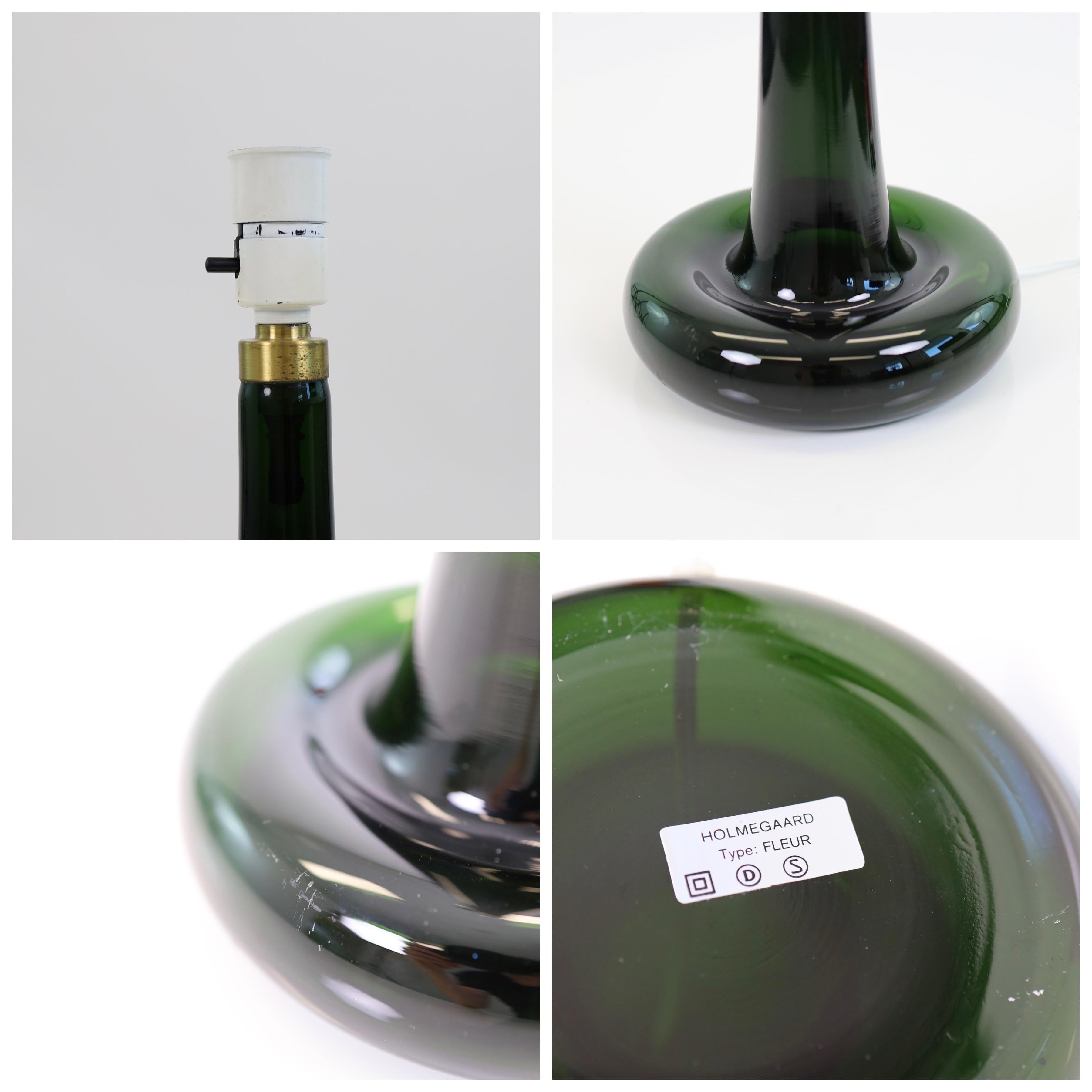 Set of Green Glass Desk Lamps by Michael Bang for Holmegaard, 1970s, Denmark For Sale 6