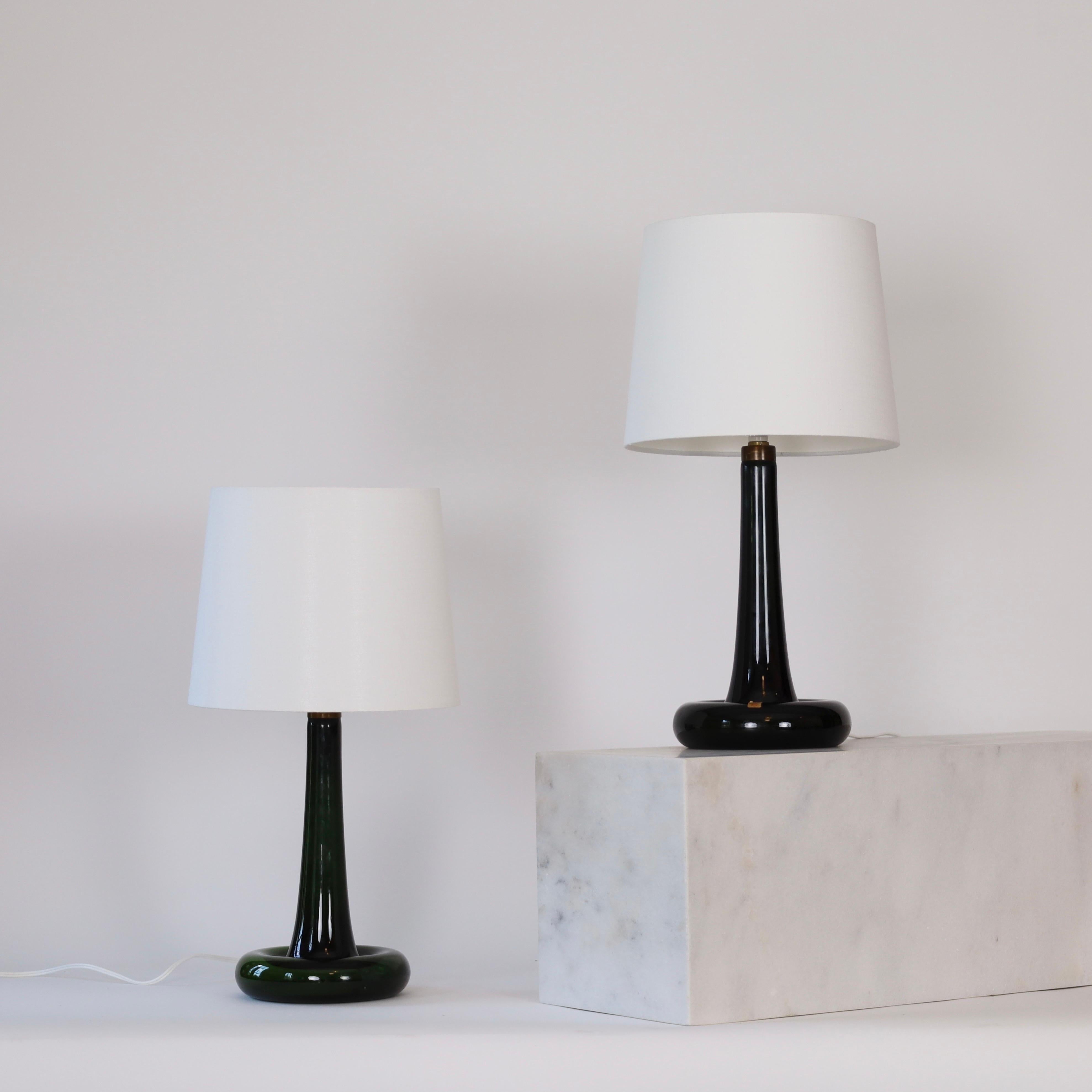 Ensemble de lampes de bureau en verre vert par Michael Bang pour Holmegaard, années 1970, Danemark en vente 6