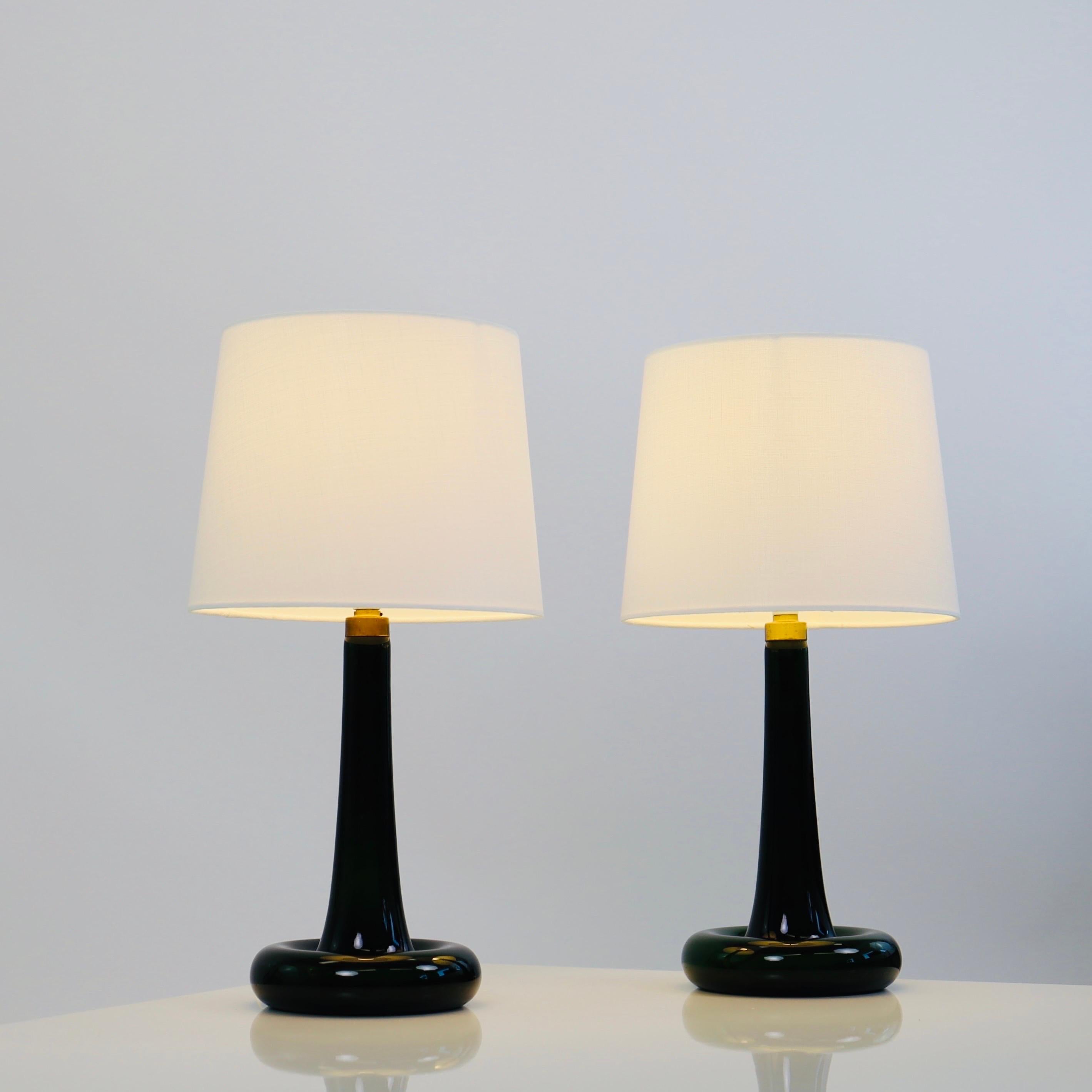 Set of Green Glass Desk Lamps by Michael Bang for Holmegaard, 1970s, Denmark For Sale 7