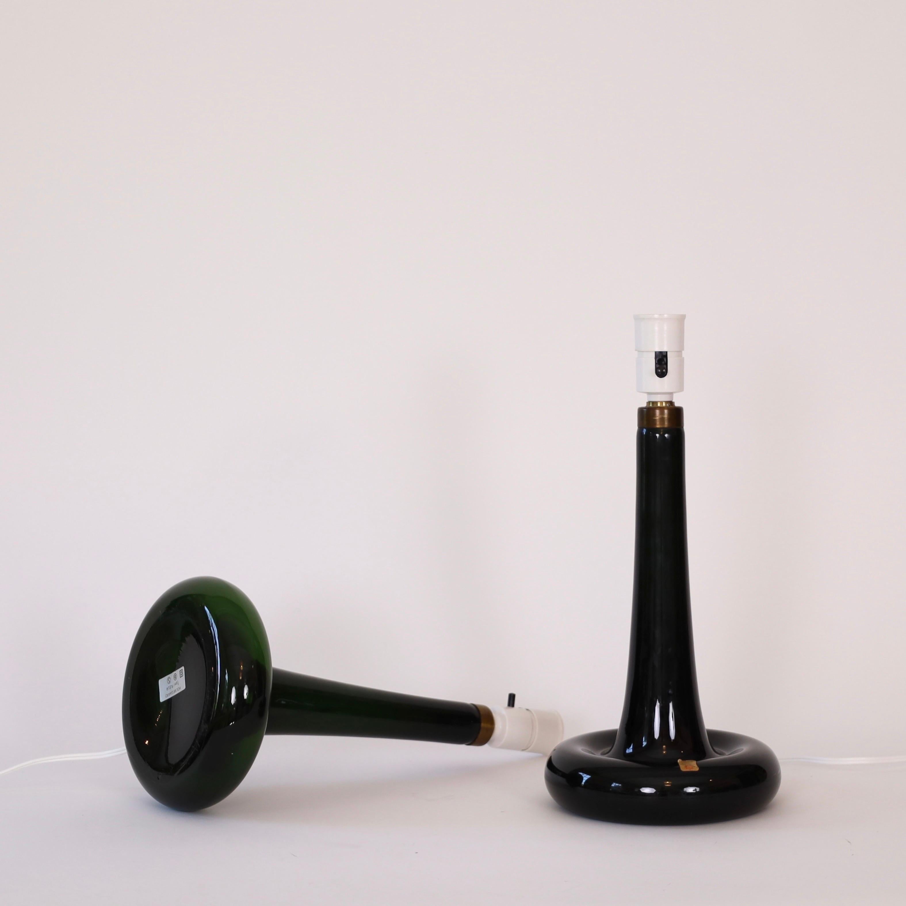 Ensemble de lampes de bureau en verre vert par Michael Bang pour Holmegaard, années 1970, Danemark en vente 2