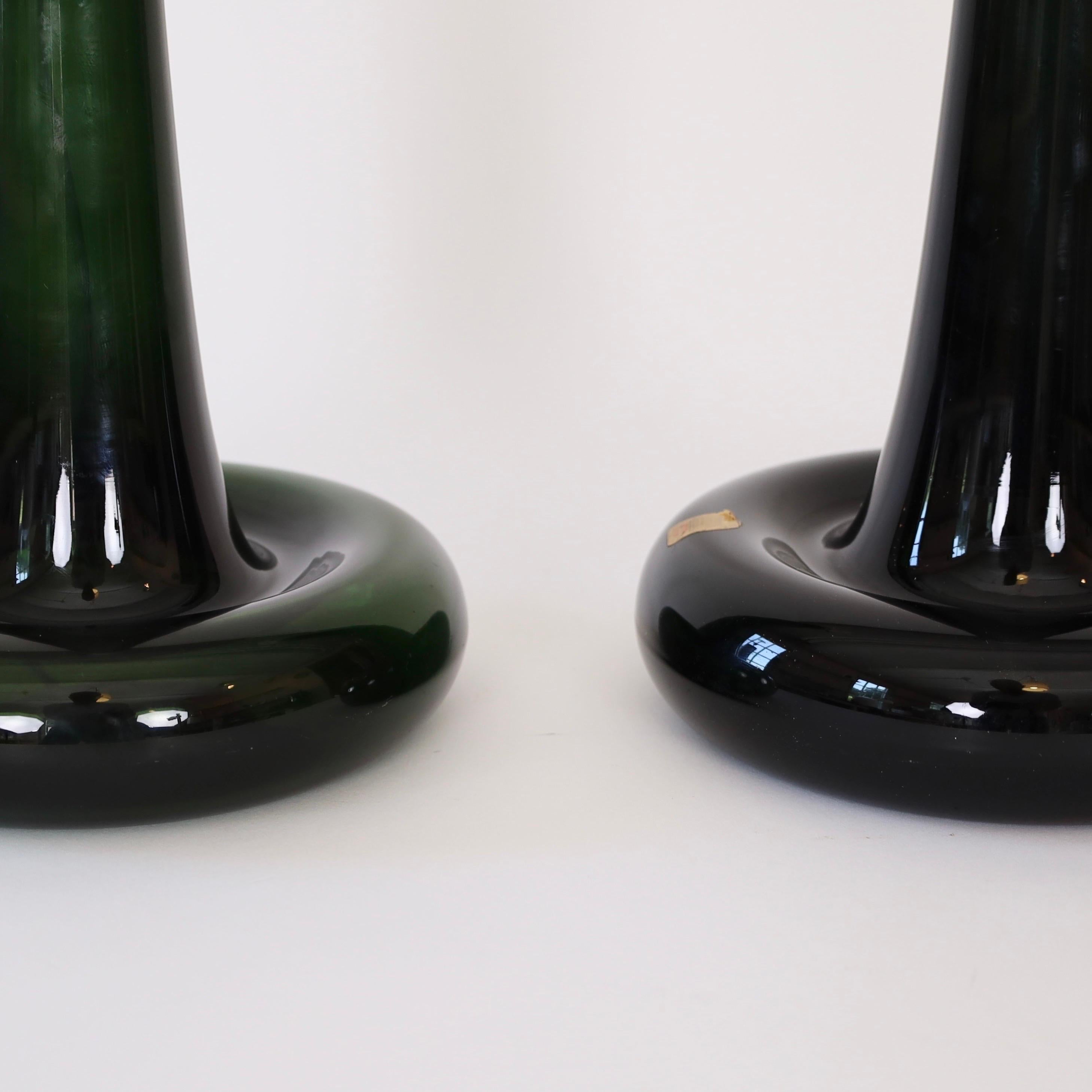Ensemble de lampes de bureau en verre vert par Michael Bang pour Holmegaard, années 1970, Danemark en vente 3
