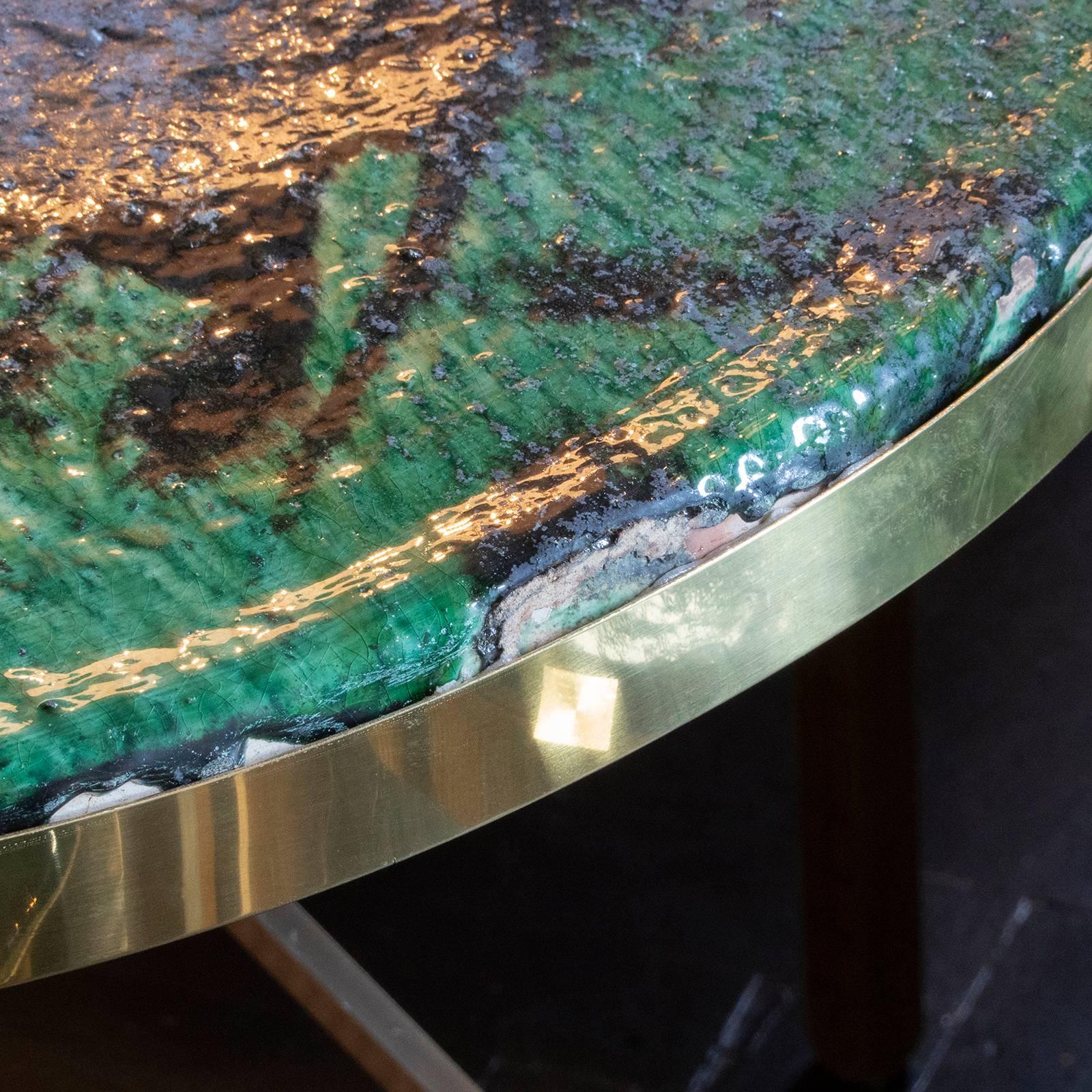 Set of Green Glazed Ceramic Coffee Tables 11