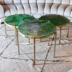 Set of Green Glazed Ceramic Coffee Tables