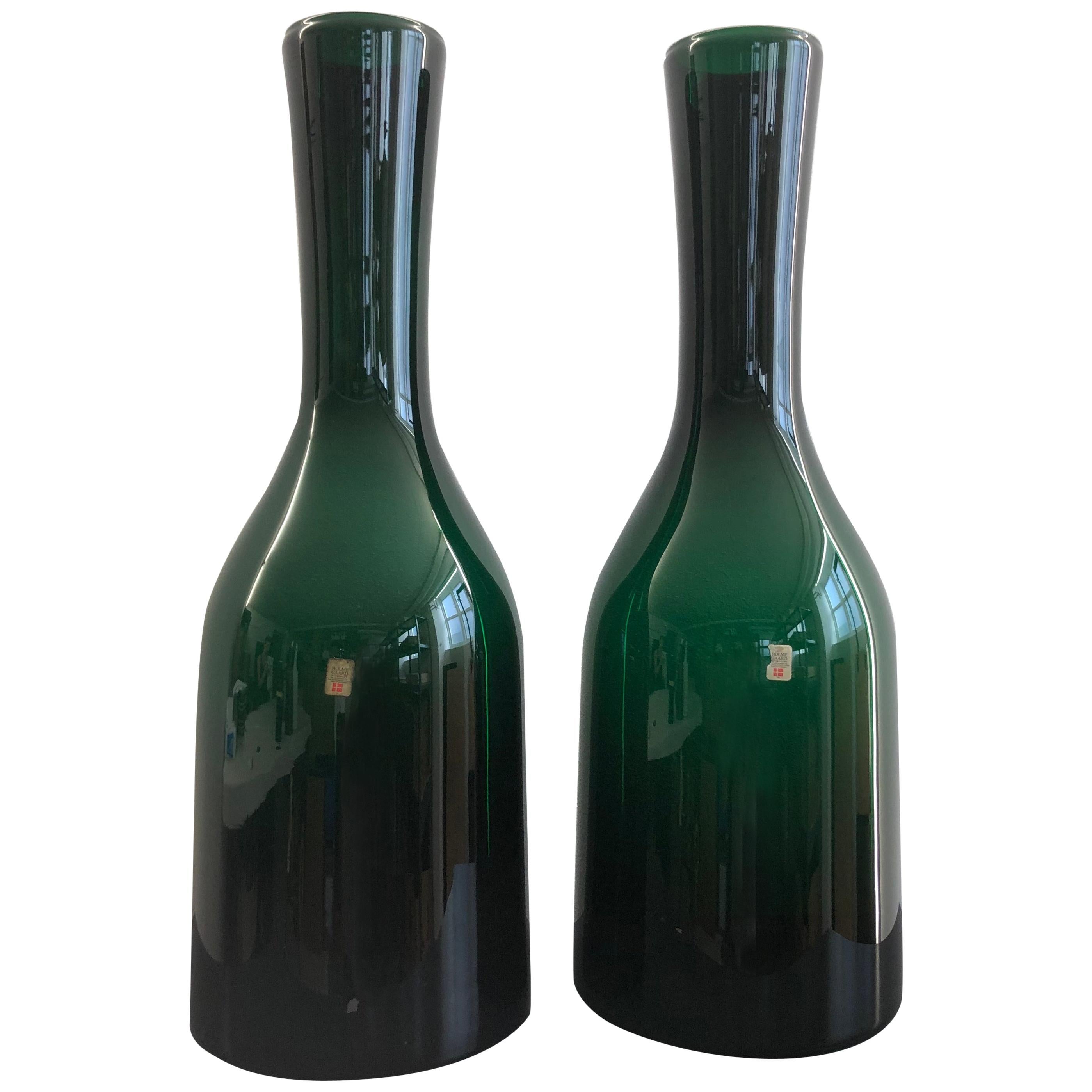 Set of Green Holmegaard Vases, 1970s For Sale
