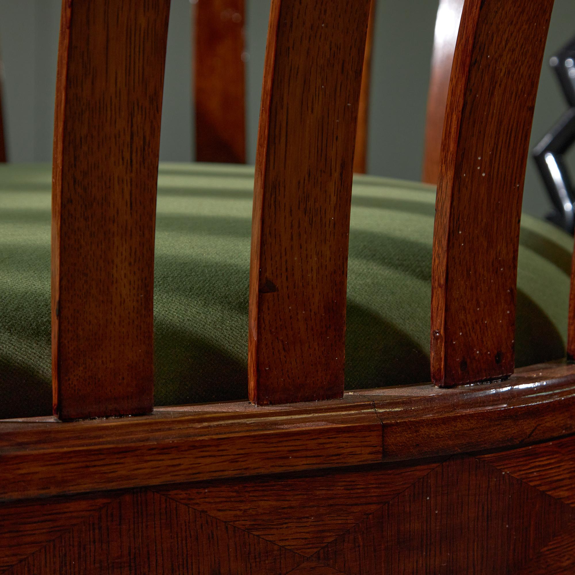 Set of Green Velvet and Wood Art Deco Armchairs For Sale 4