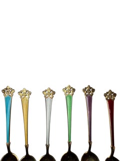 Set Of Guilloche Demitasse Sterling Spoon