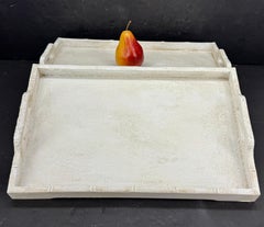 Set von bemalten Bambustabletts im Gustavianischen Stil mit Griffen