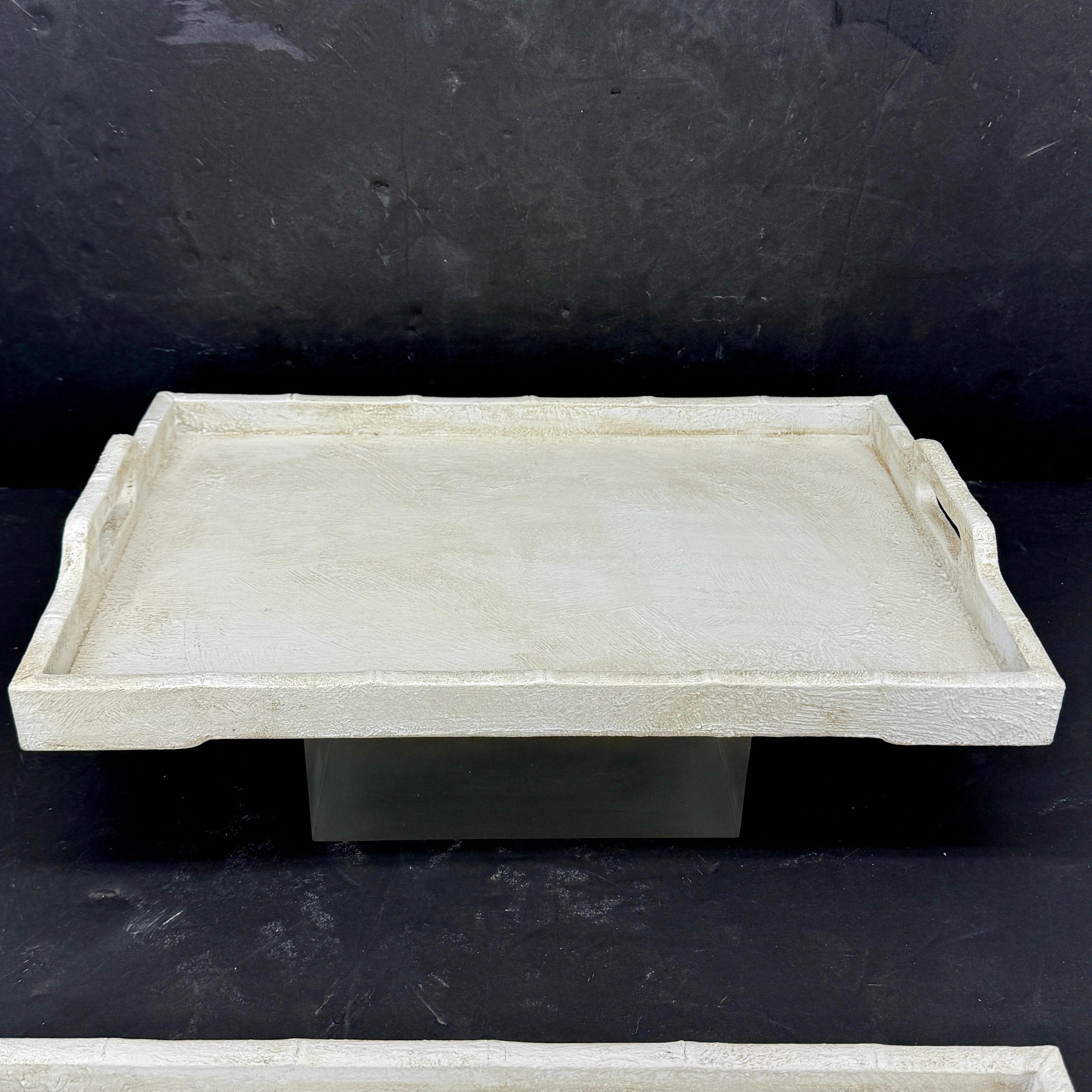 Set of Gustavian Style Painted Bamboo Trays with Handles In Good Condition For Sale In Haddonfield, NJ