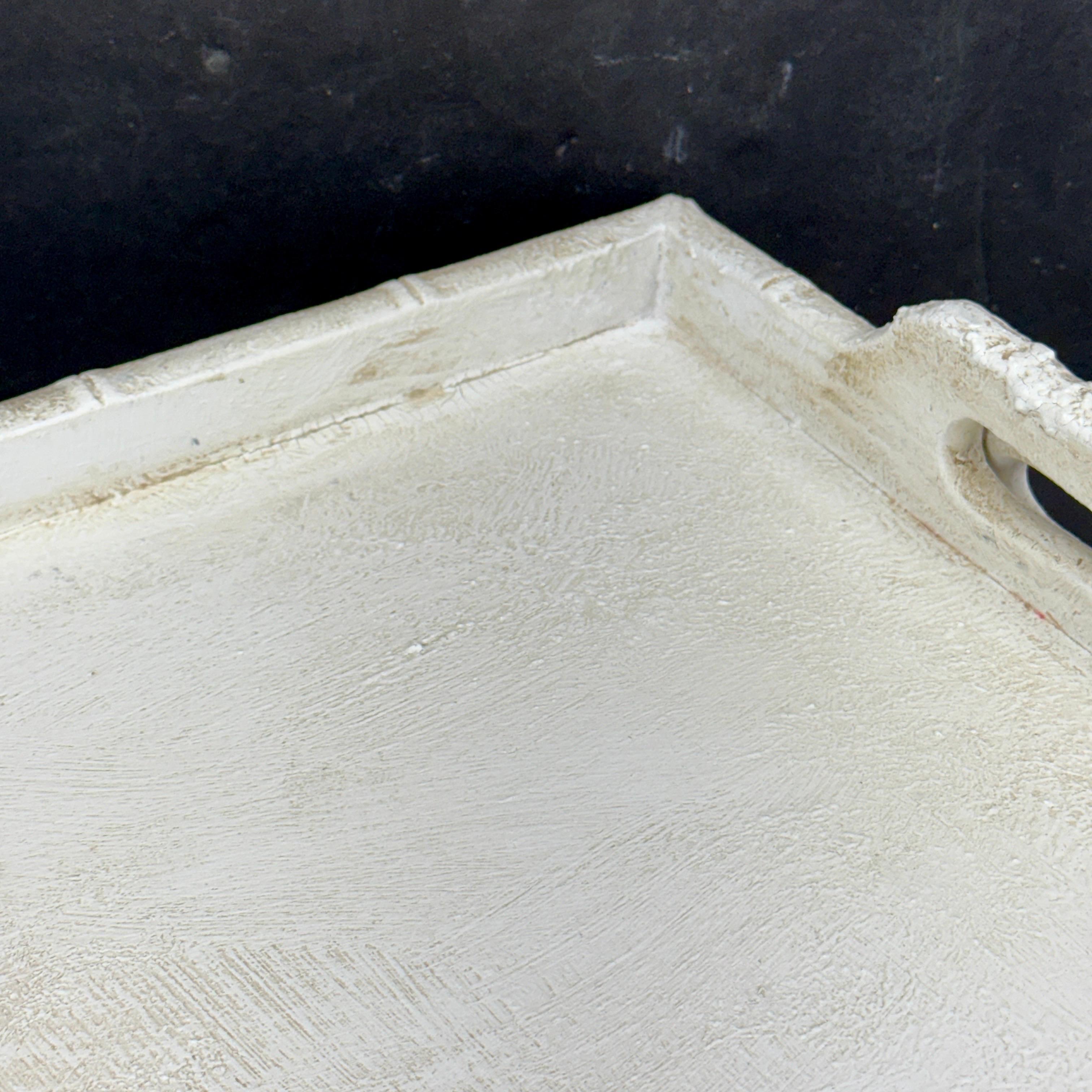 Metal Set of Gustavian Style Painted Bamboo Trays with Handles For Sale