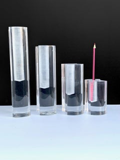 Set of Guzzini Midcentury Crystal Plexiglass Italian Vases, 1970s