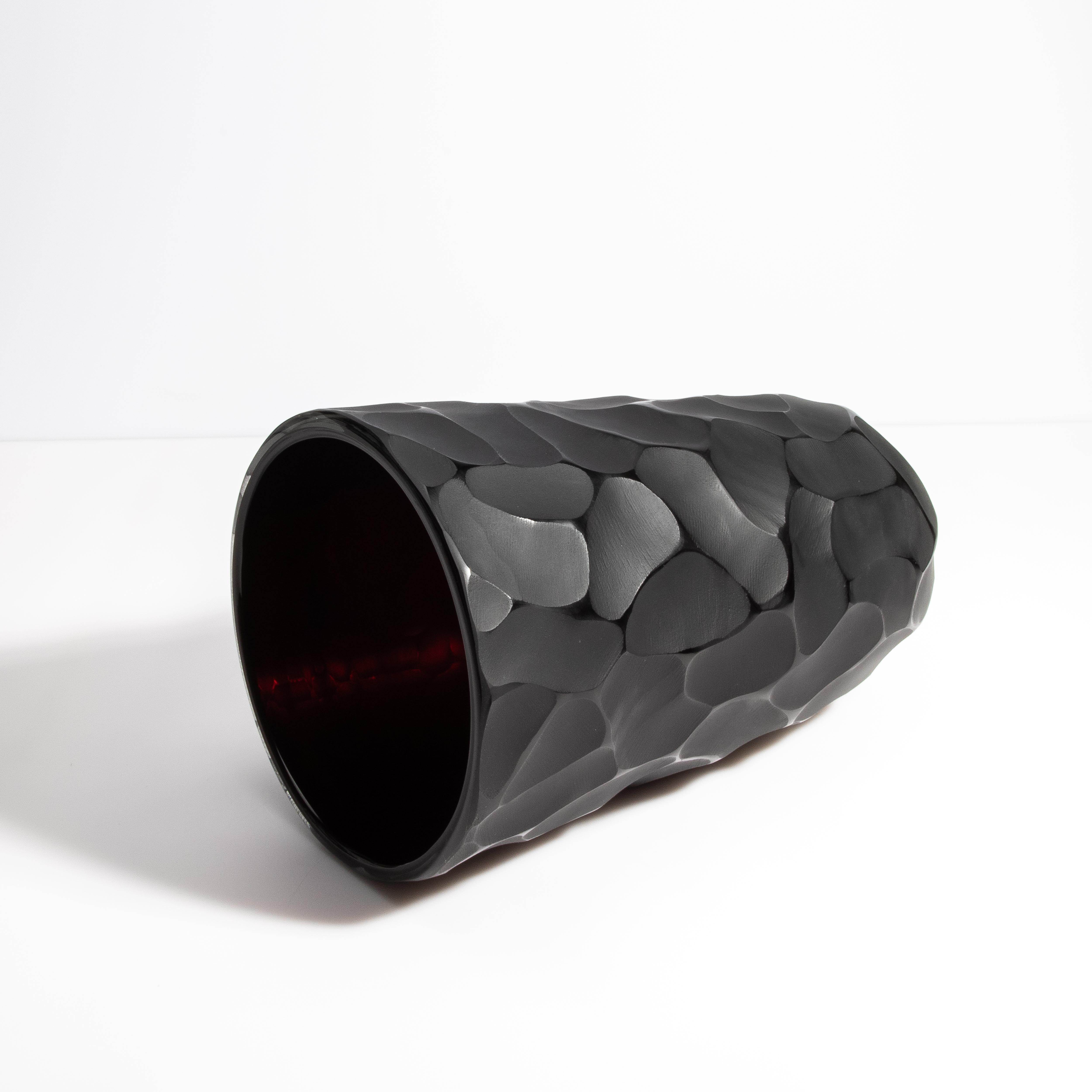 Ensemble de vases de lune Murano soufflés à la main en noir de jais en vente 2