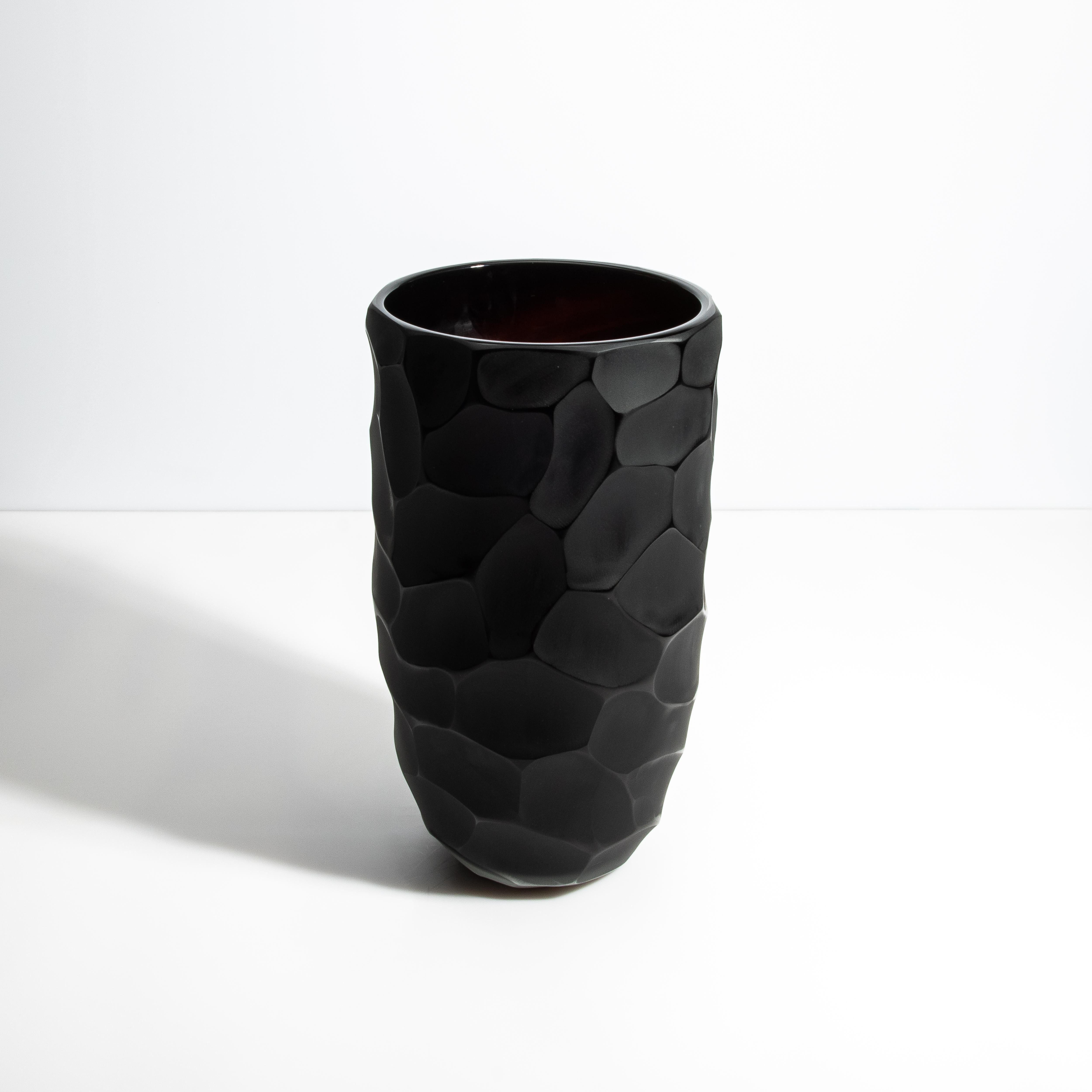 Ensemble de vases de lune Murano soufflés à la main en noir de jais en vente 3