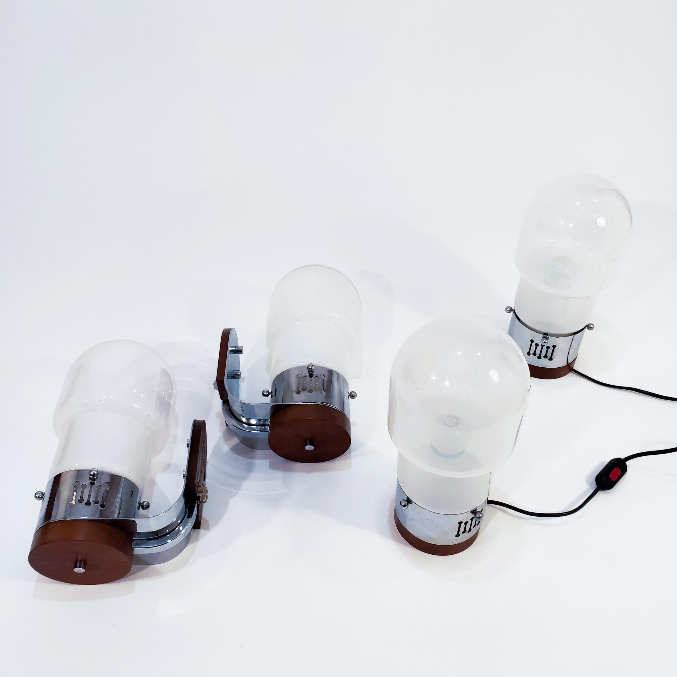 Set of hand-blown murano table and wall lamps by Aldo Nason, Italy, 1970s (Metall) im Angebot