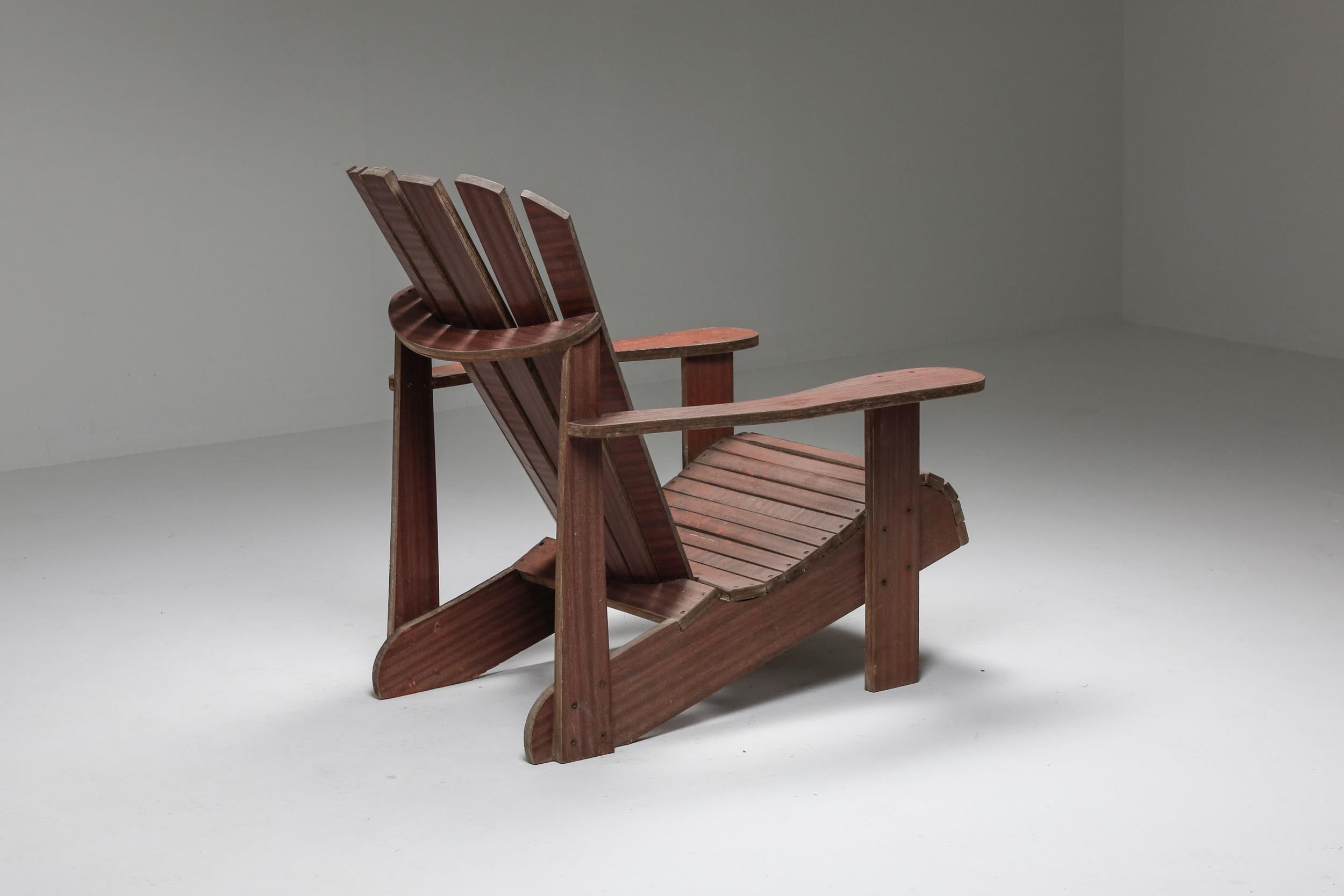 Set of Hand-Crafted Garden Adirondack Lounge Chairs In Good Condition In Antwerp, BE