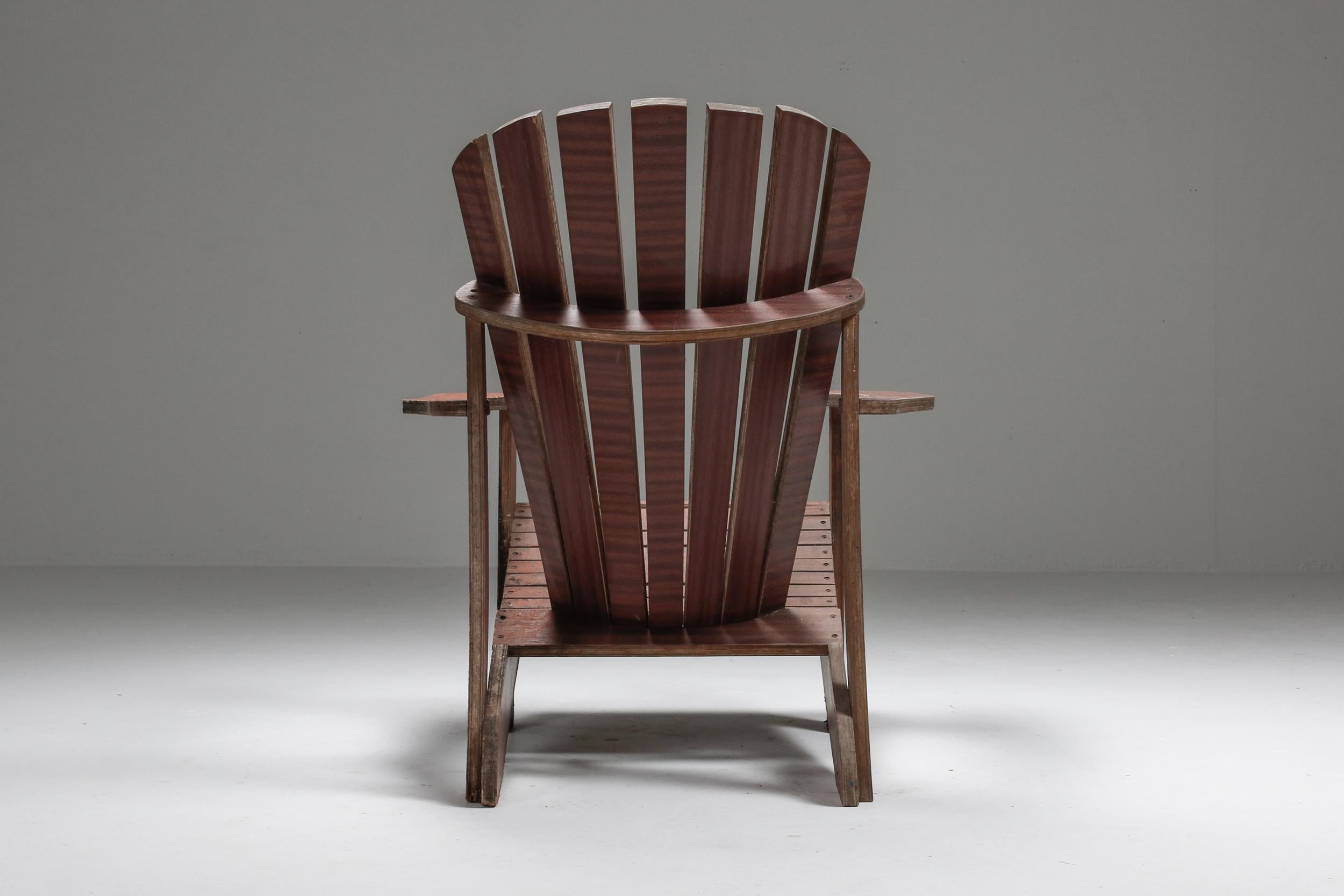 Mid-20th Century Set of Hand-Crafted Garden Adirondack Lounge Chairs