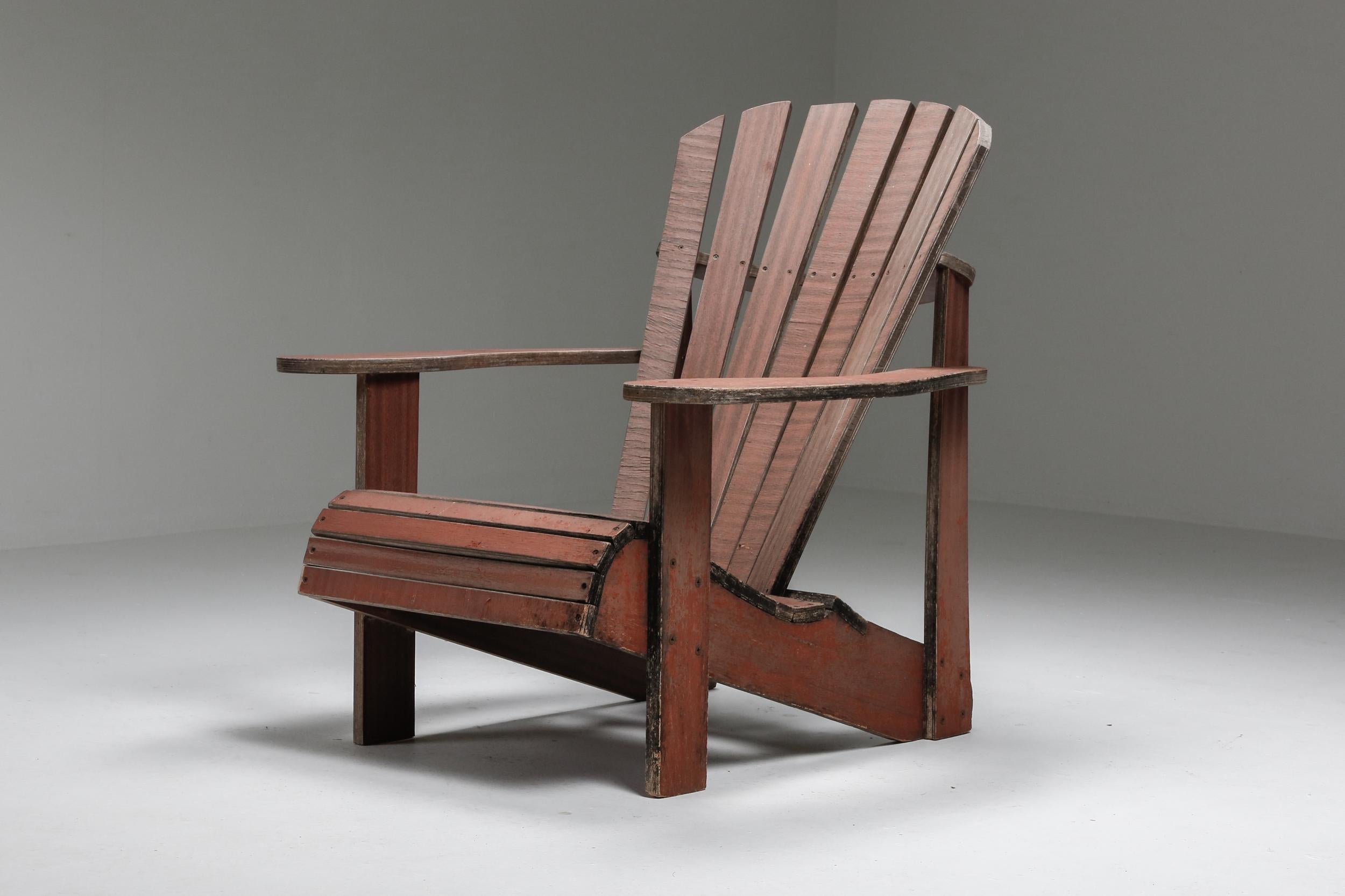 Wood Set of Hand-Crafted Garden Adirondack Lounge Chairs