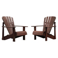 Set of Hand-Crafted Garden Adirondack Lounge Chairs