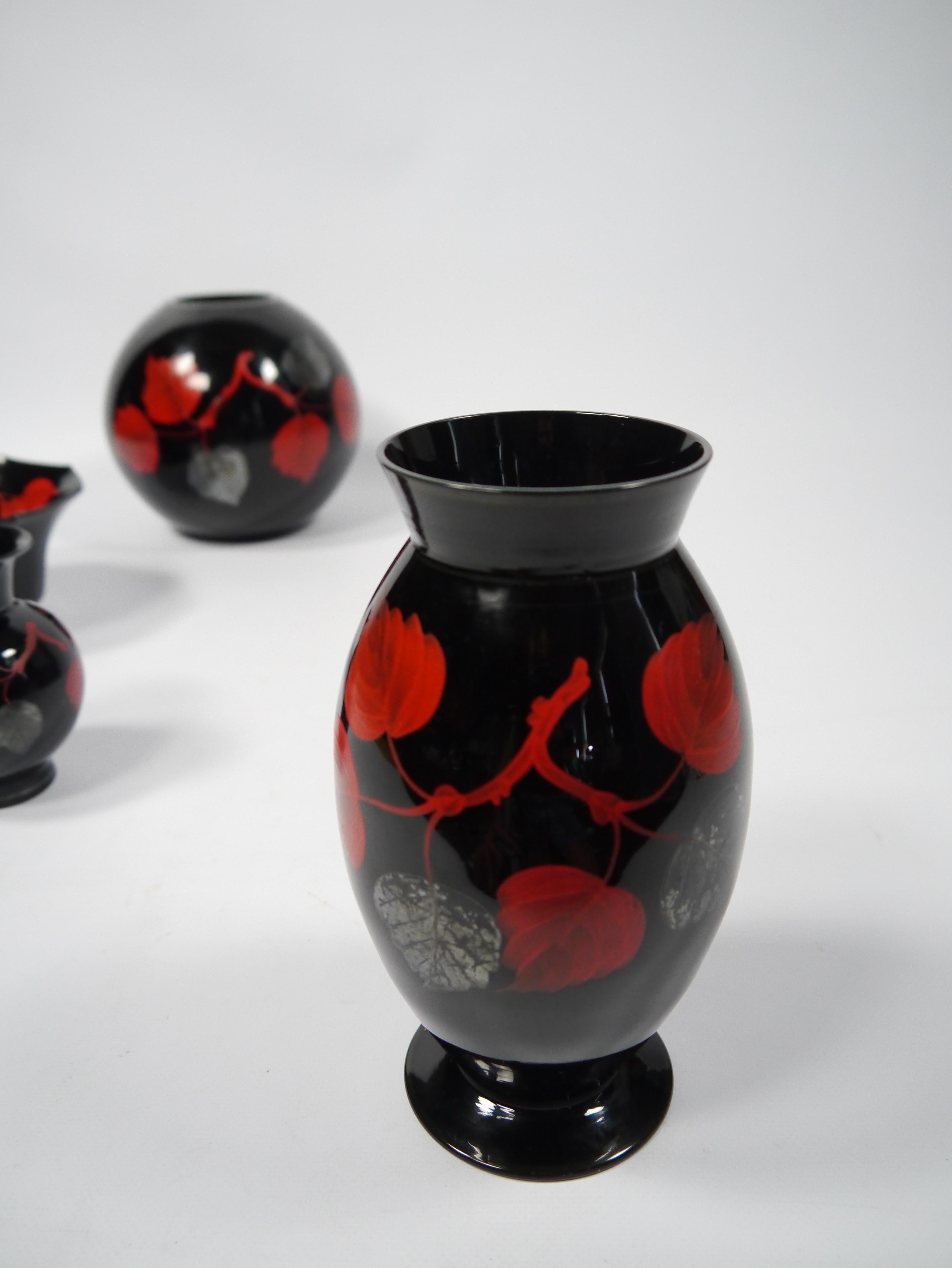 Set di vasi in vetro dipinti a mano in stile Art Déco In condizioni buone in vendita a Barcelona, ES
