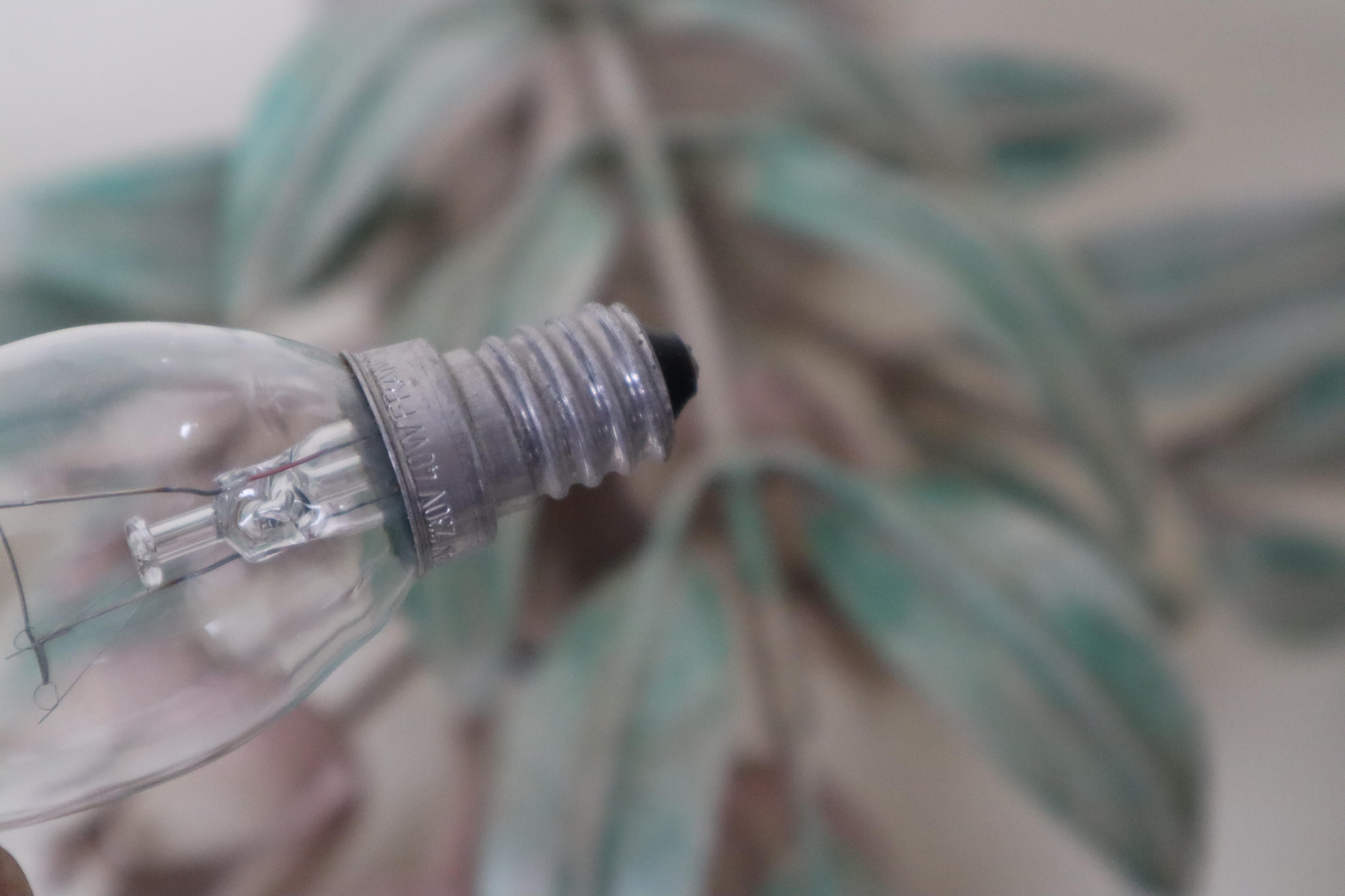 Hollywood Regency Set di lampade da parete dipinte a mano con fiori di glicine di Hans Kögl in vendita