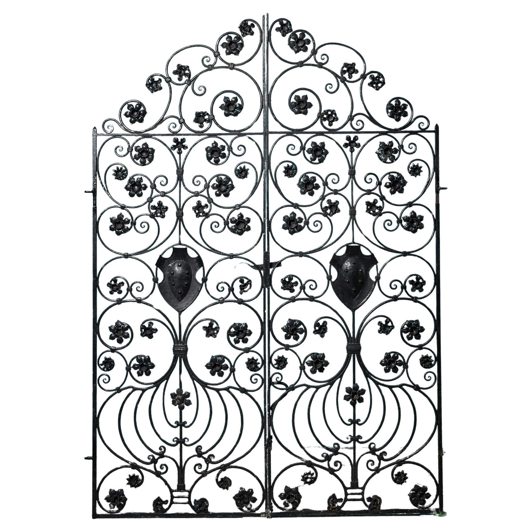 Set of Handcrafted Wrought Iron Double Garden Gates