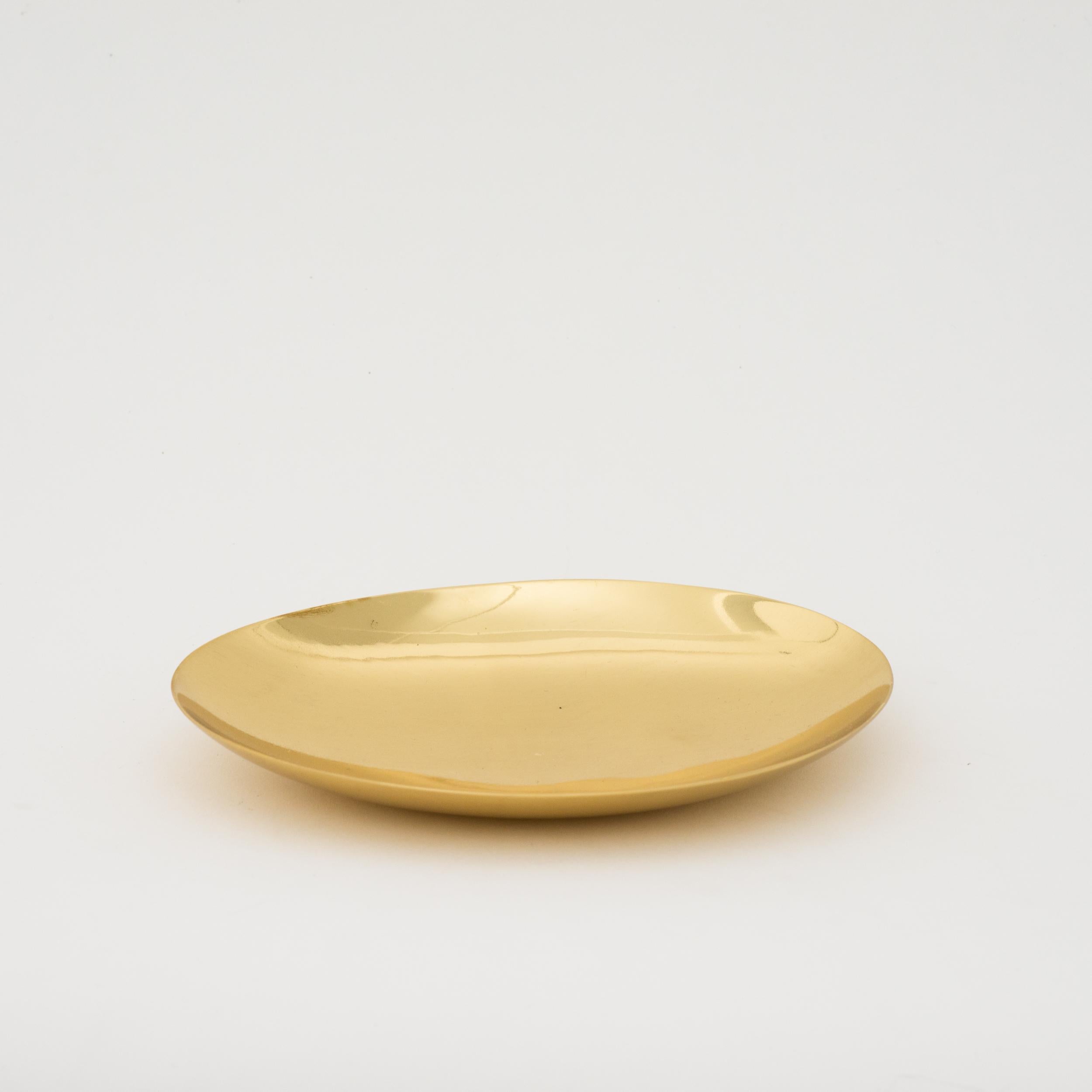 Contemporary Set of 3 Handmade Cast Polished Brass Decorative Plates