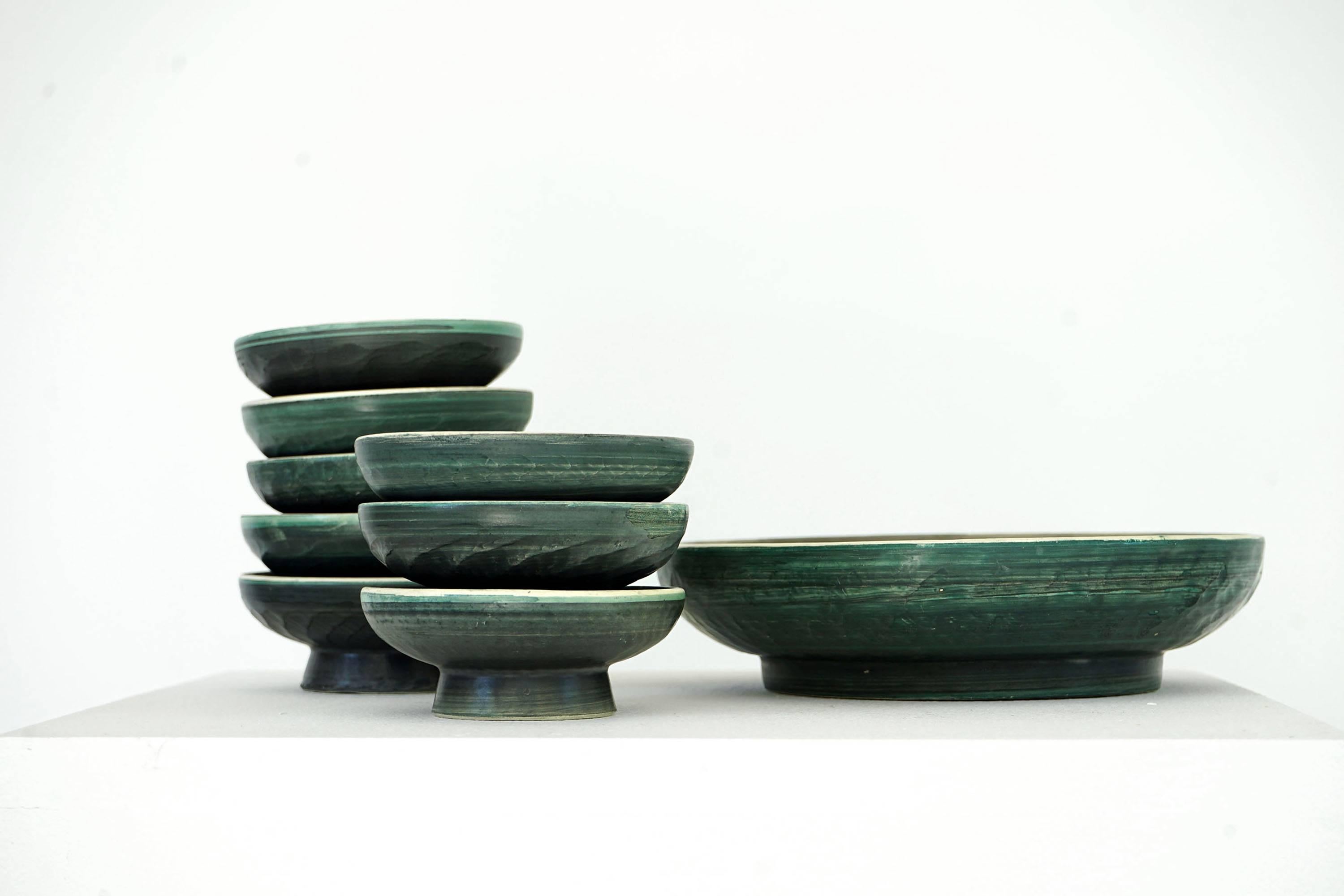 Set of Handmade Ceramic Bowls by Tapis Vert in Vallauris, 1950s For Sale 1