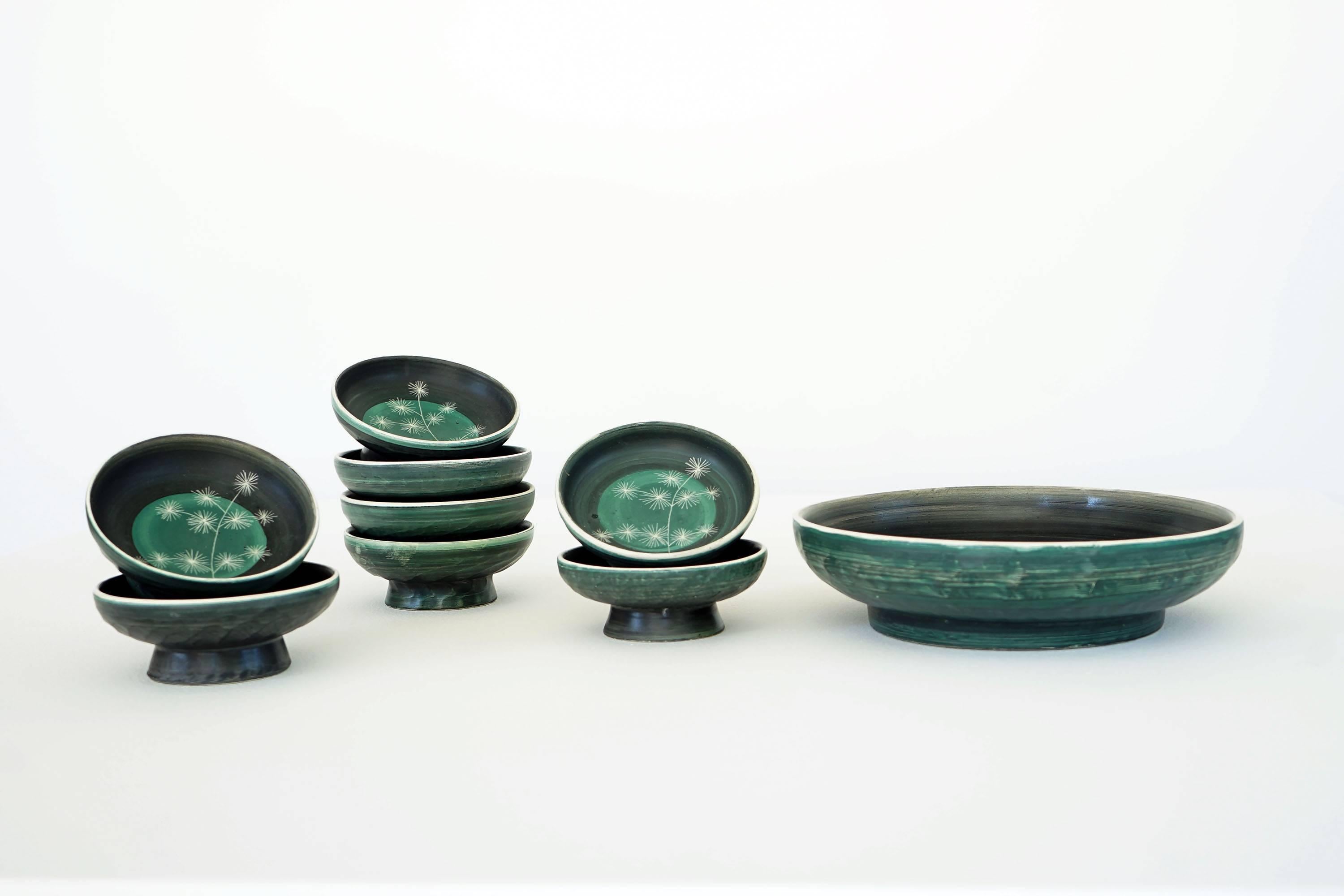 Set of Handmade Ceramic Bowls by Tapis Vert in Vallauris, 1950s For Sale 2