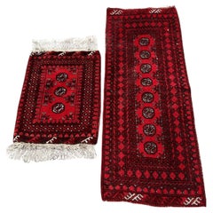 Set Of Handmade Vintage Afghan Ersari Rugs 1.7' x 4.9', 1950s - 1S26