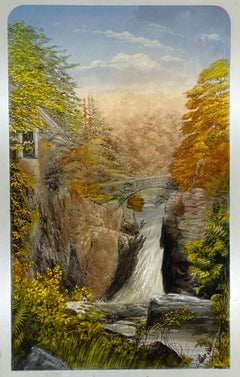 Set of Handpainted Antique Stained Glass Double Doors