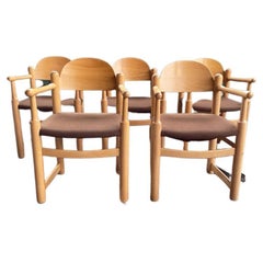 Vintage Set of Hank Loewenstein "Padova" Italian Solid Oak Dining Chairs-- 5 Pieces