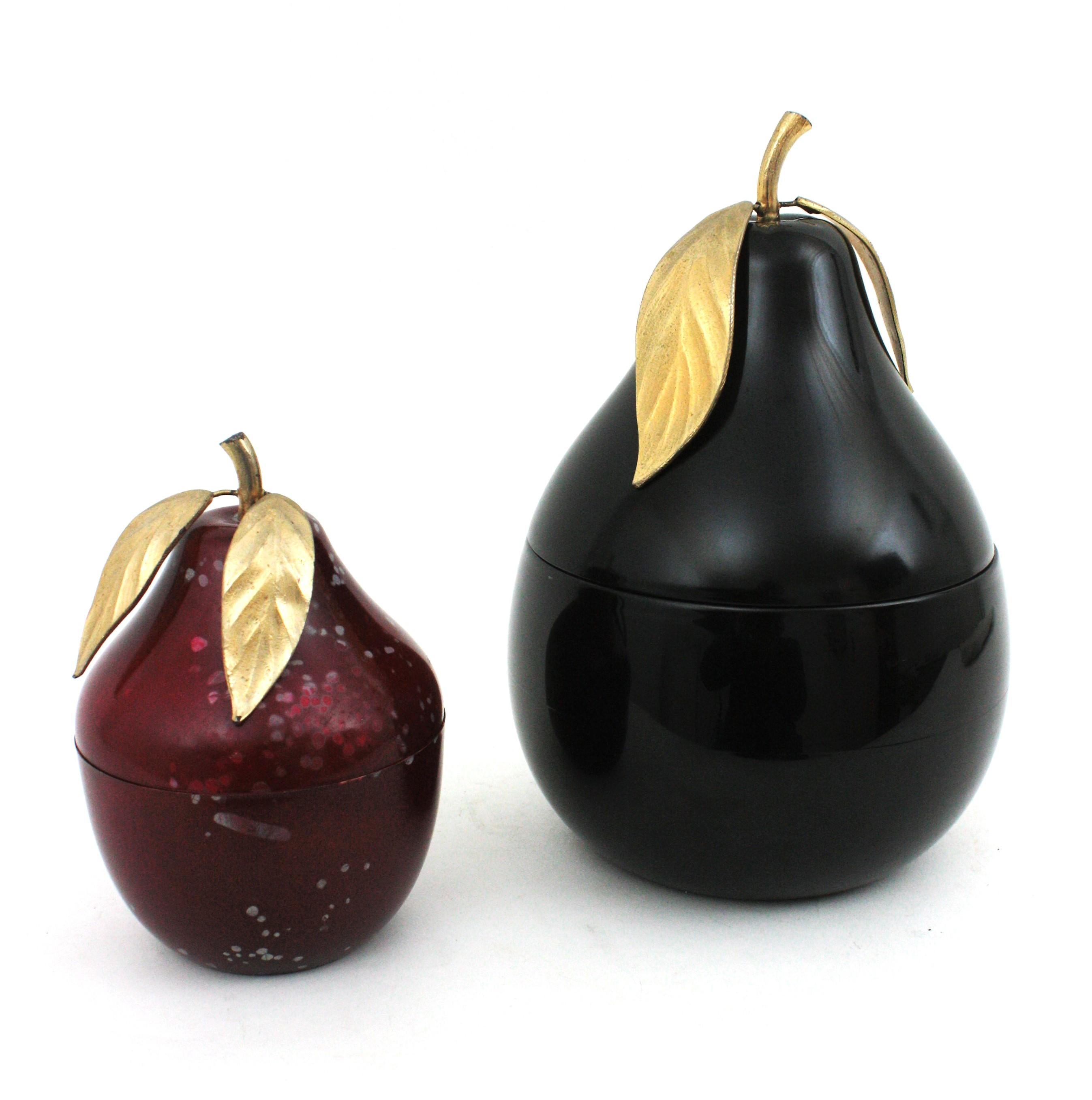 Set of Hans Turnwald Large Black Pear Wine Cooler and Red Pear Ice Bucket For Sale 6