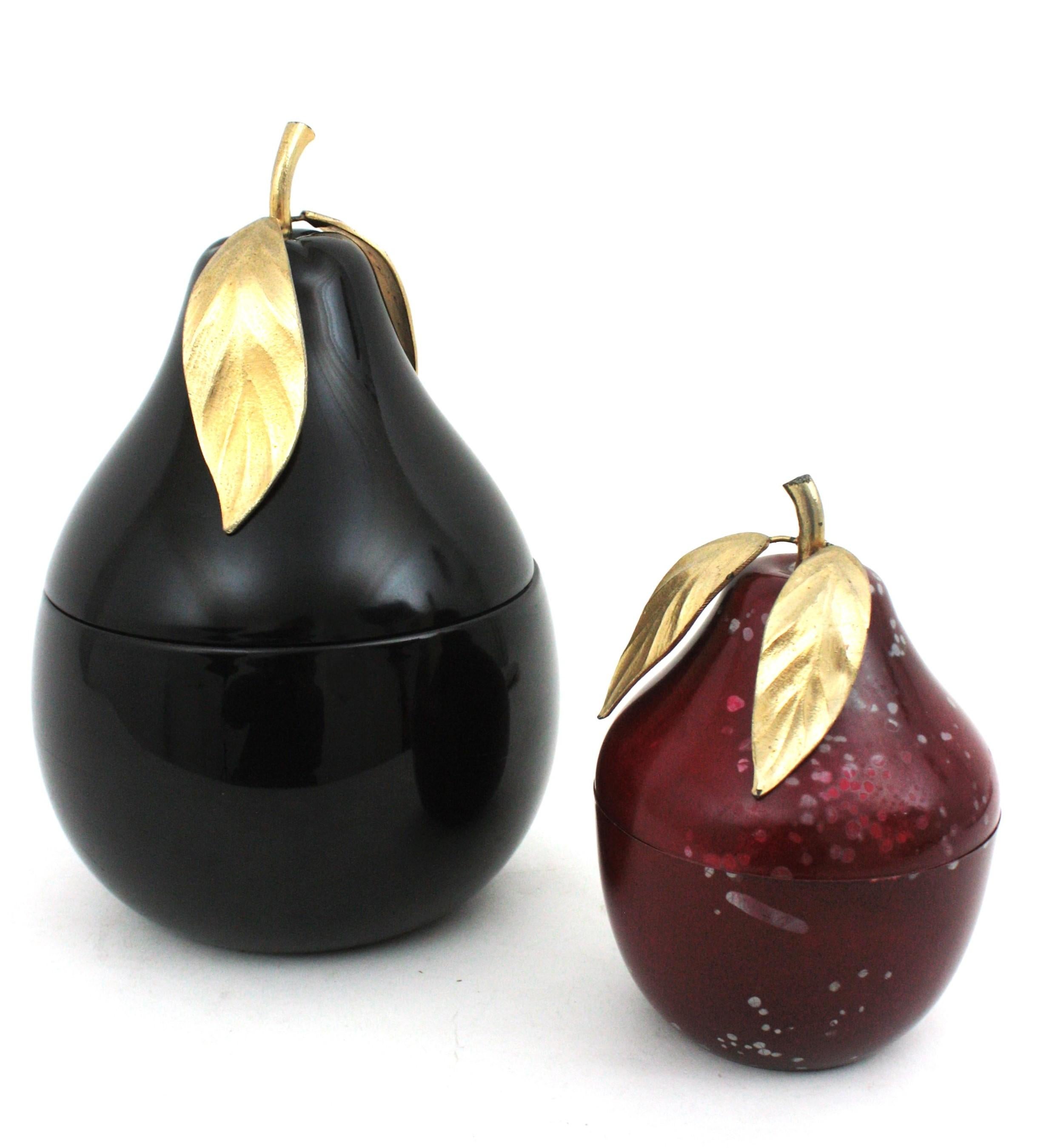 Set of Hans Turnwald Large Black Pear Wine Cooler and Red Pear Ice Bucket In Good Condition For Sale In Barcelona, ES