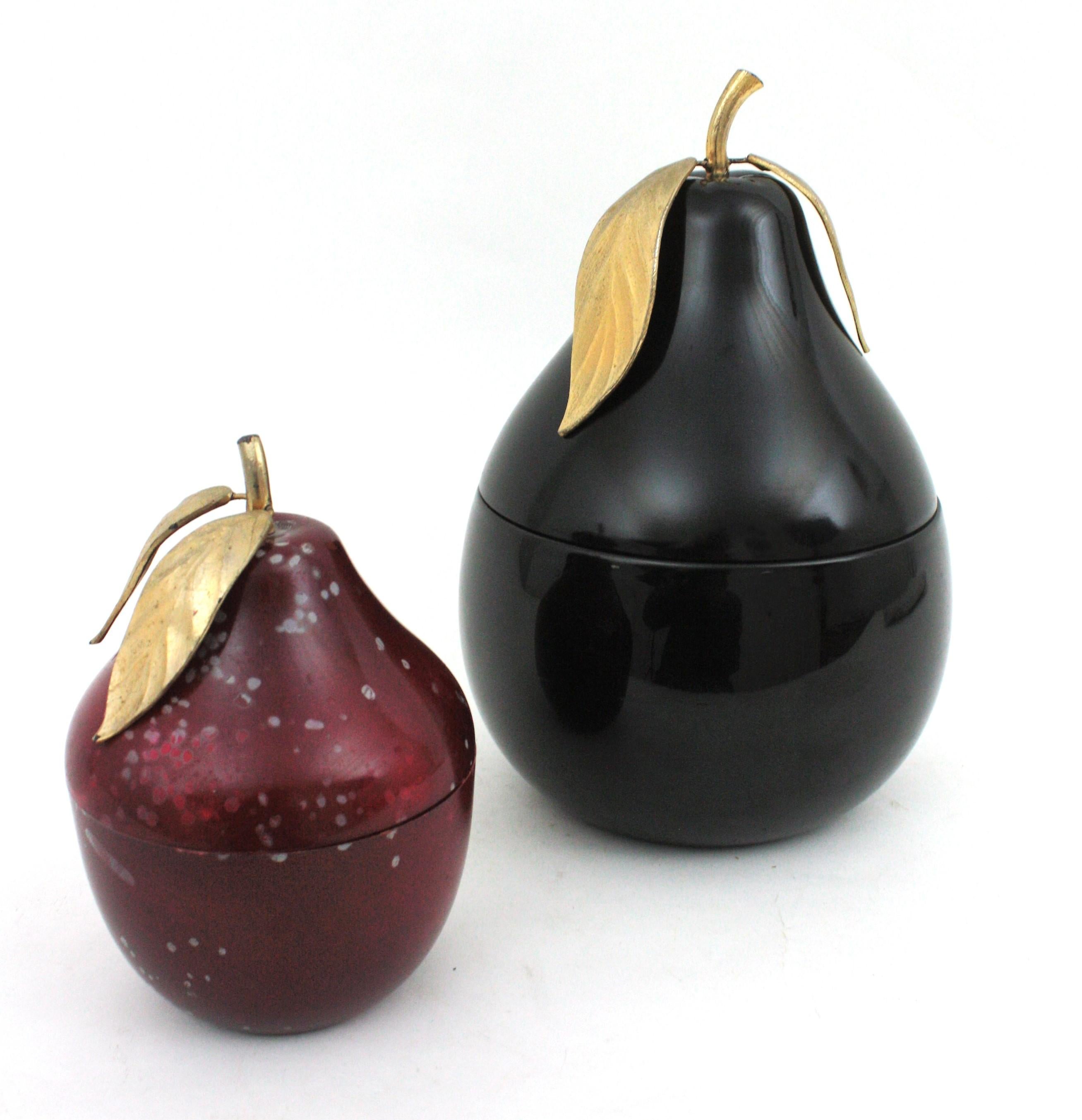 20th Century Set of Hans Turnwald Large Black Pear Wine Cooler and Red Pear Ice Bucket For Sale