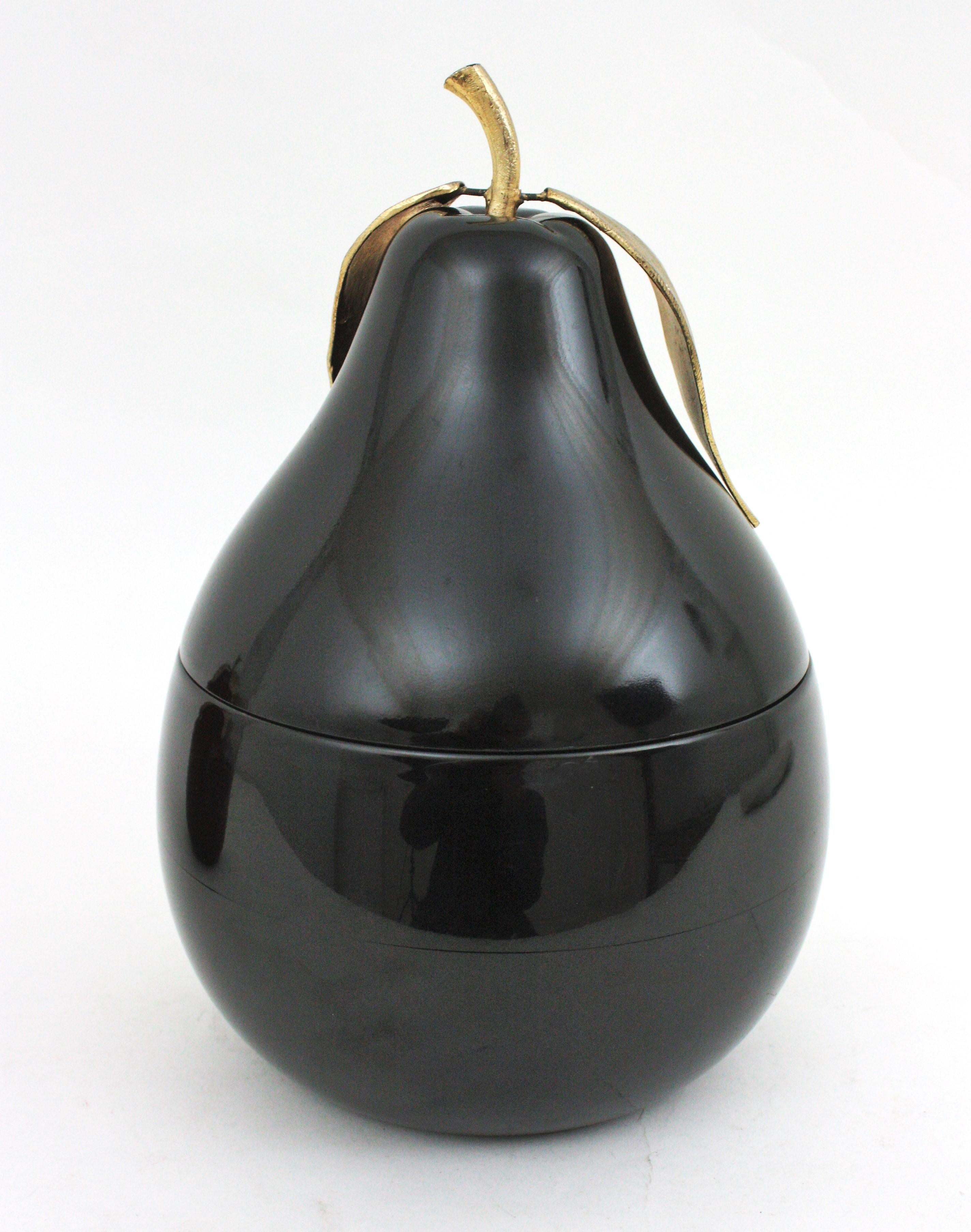 Set of Hans Turnwald Large Black Pear Wine Cooler and Red Pear Ice Bucket For Sale 1