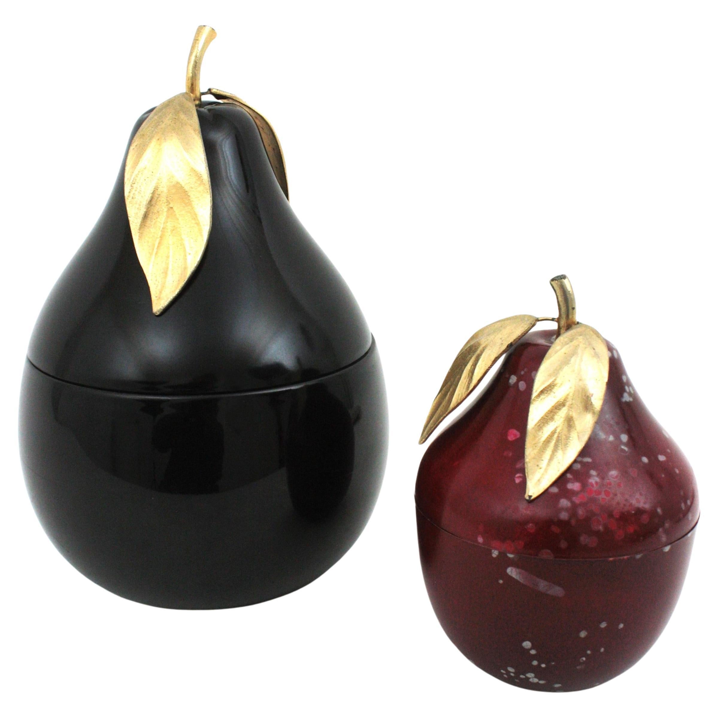 Set of Hans Turnwald Large Black Pear Wine Cooler and Red Pear Ice Bucket For Sale