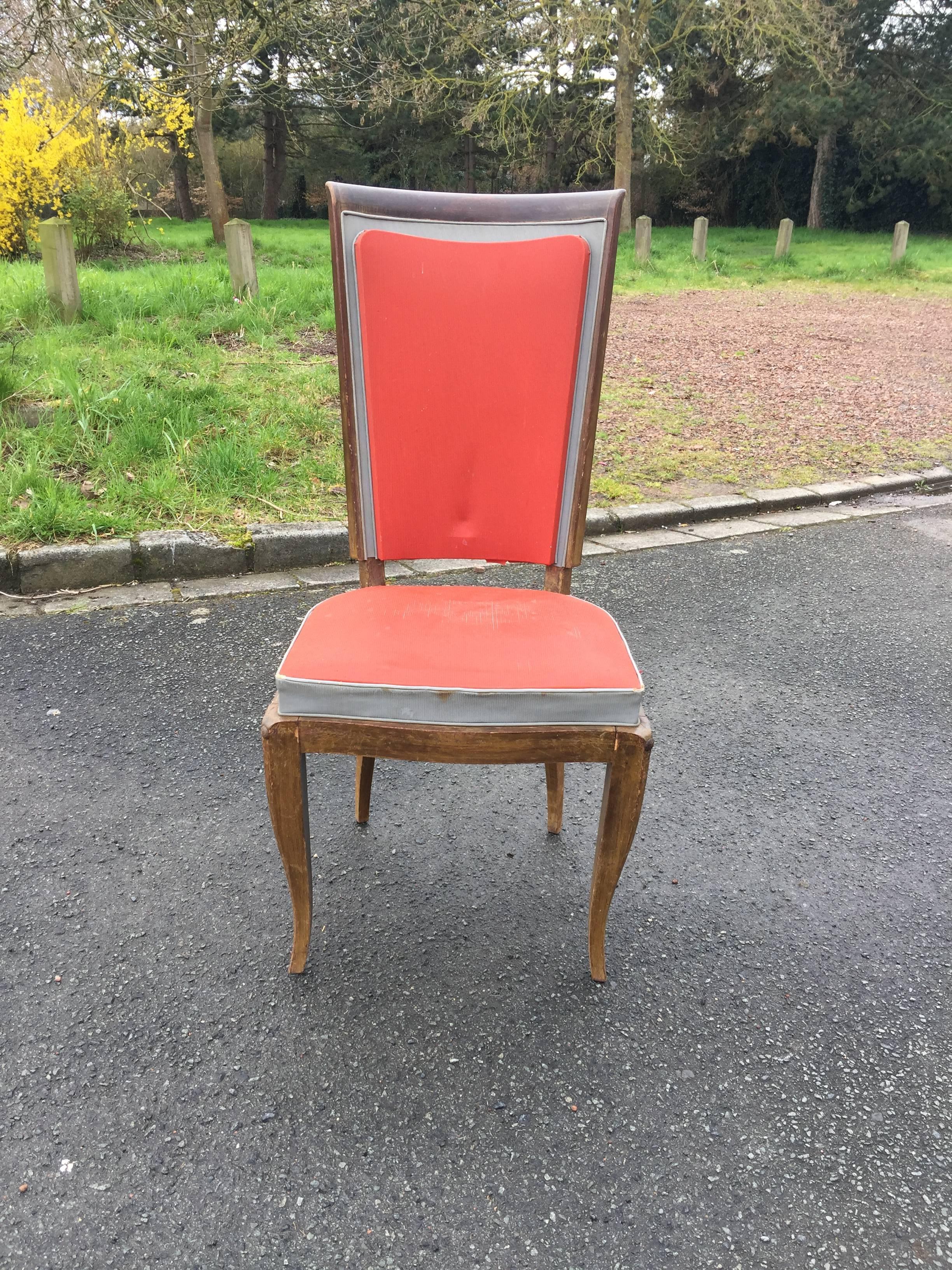 French Set of 8  Art Deco Chairs For Sale