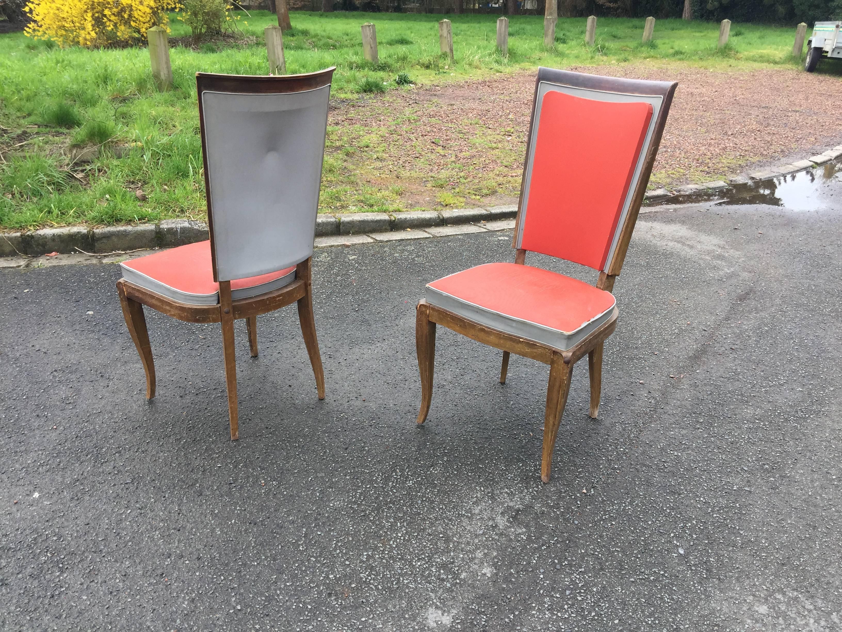 Faux Leather Set of 8  Art Deco Chairs For Sale
